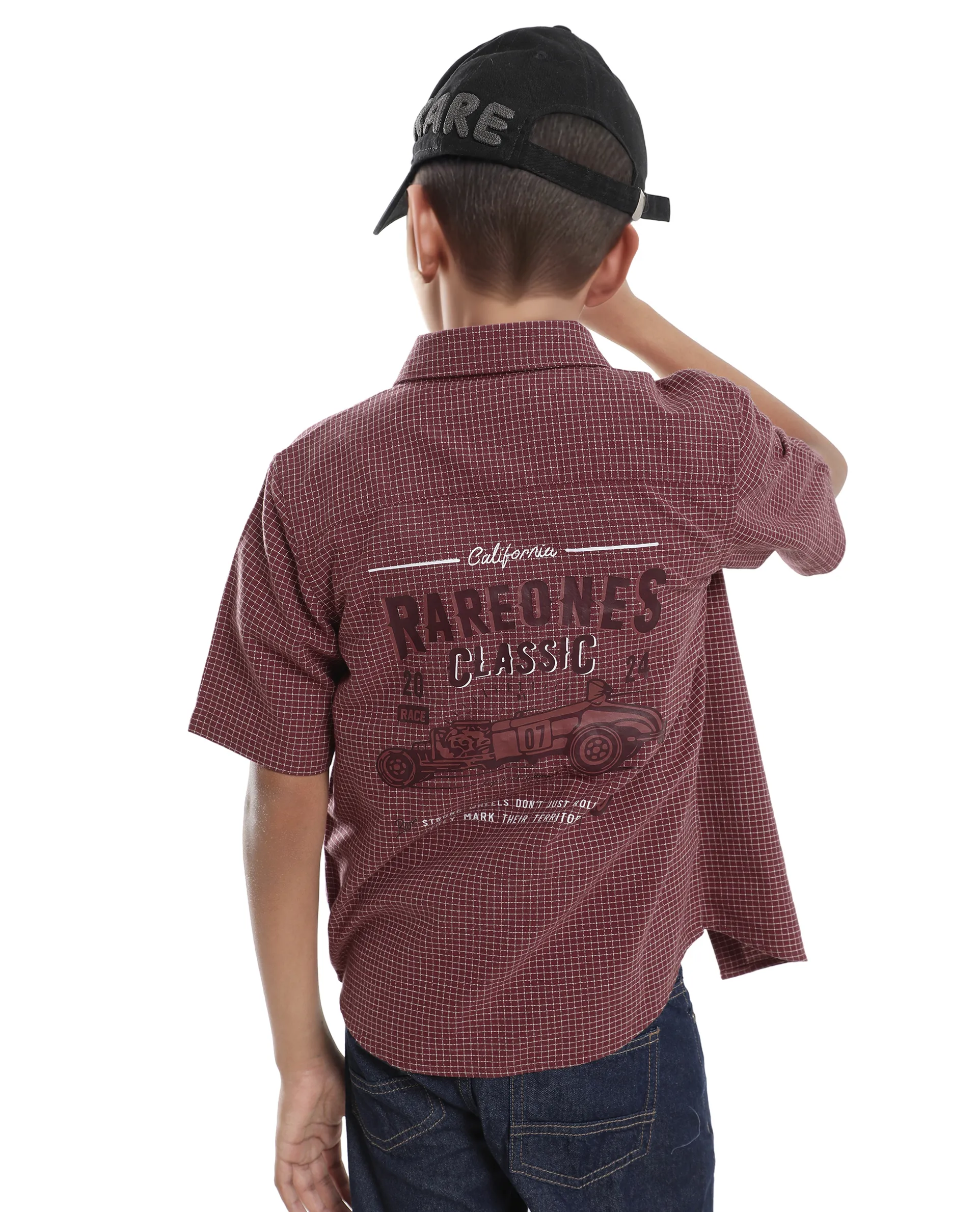 Rare Ones Kids Dornt Rust Cotton Half Sleeve Button Printed Regular Fit Shirt