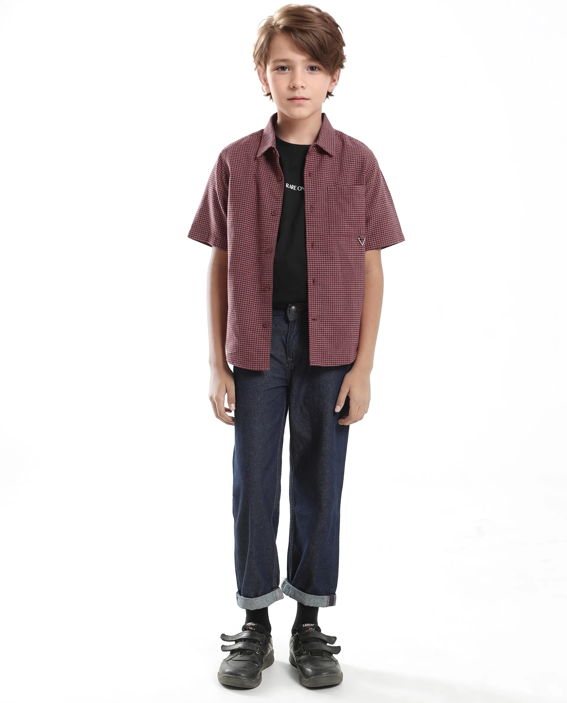 Rare Ones Kids Dornt Rust Cotton Half Sleeve Button Printed Regular Fit Shirt - Image 2