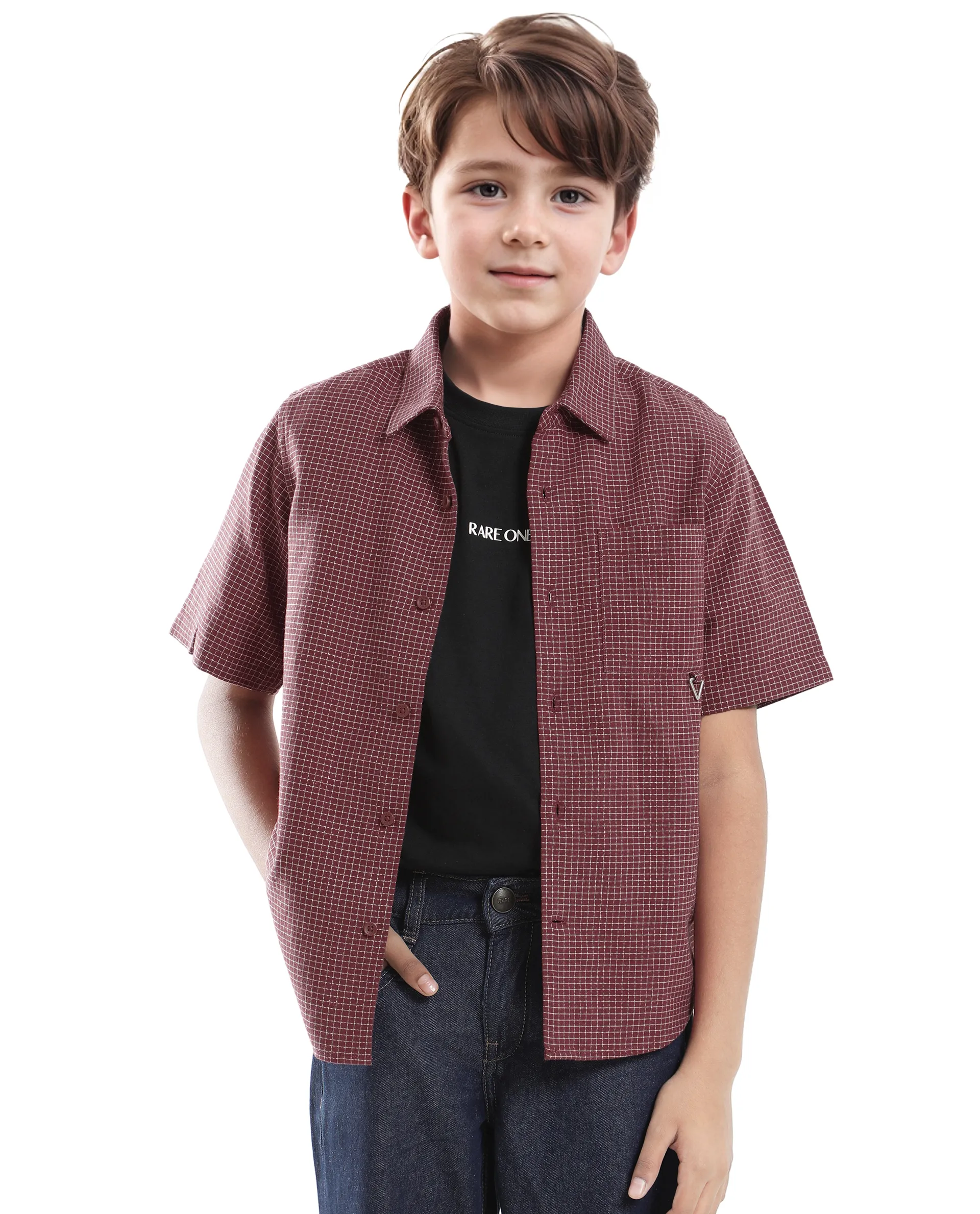 Rare Ones Kids Dornt Rust Cotton Half Sleeve Button Printed Regular Fit Shirt - Image 5