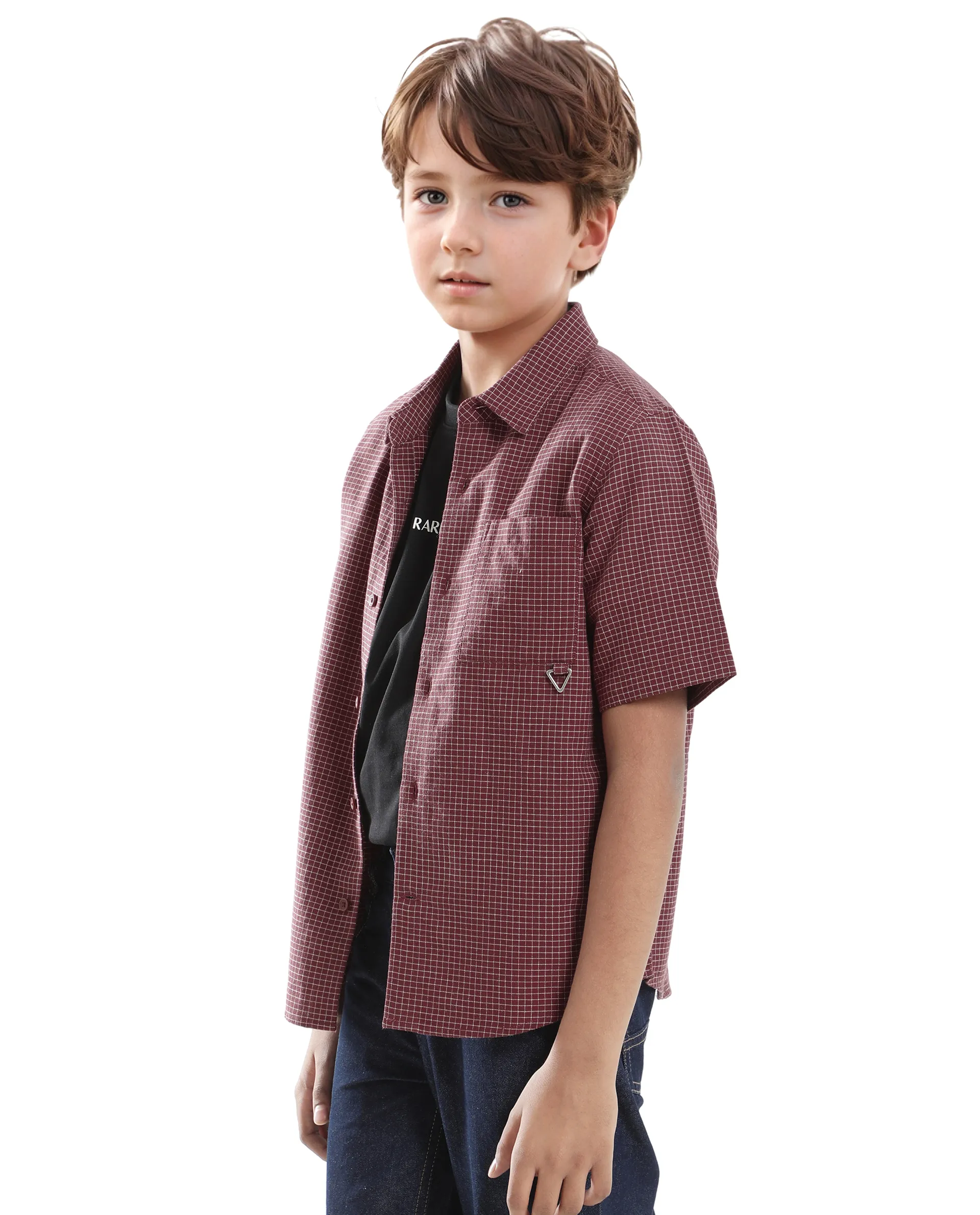 Rare Ones Kids Dornt Rust Cotton Half Sleeve Button Printed Regular Fit Shirt - Image 6
