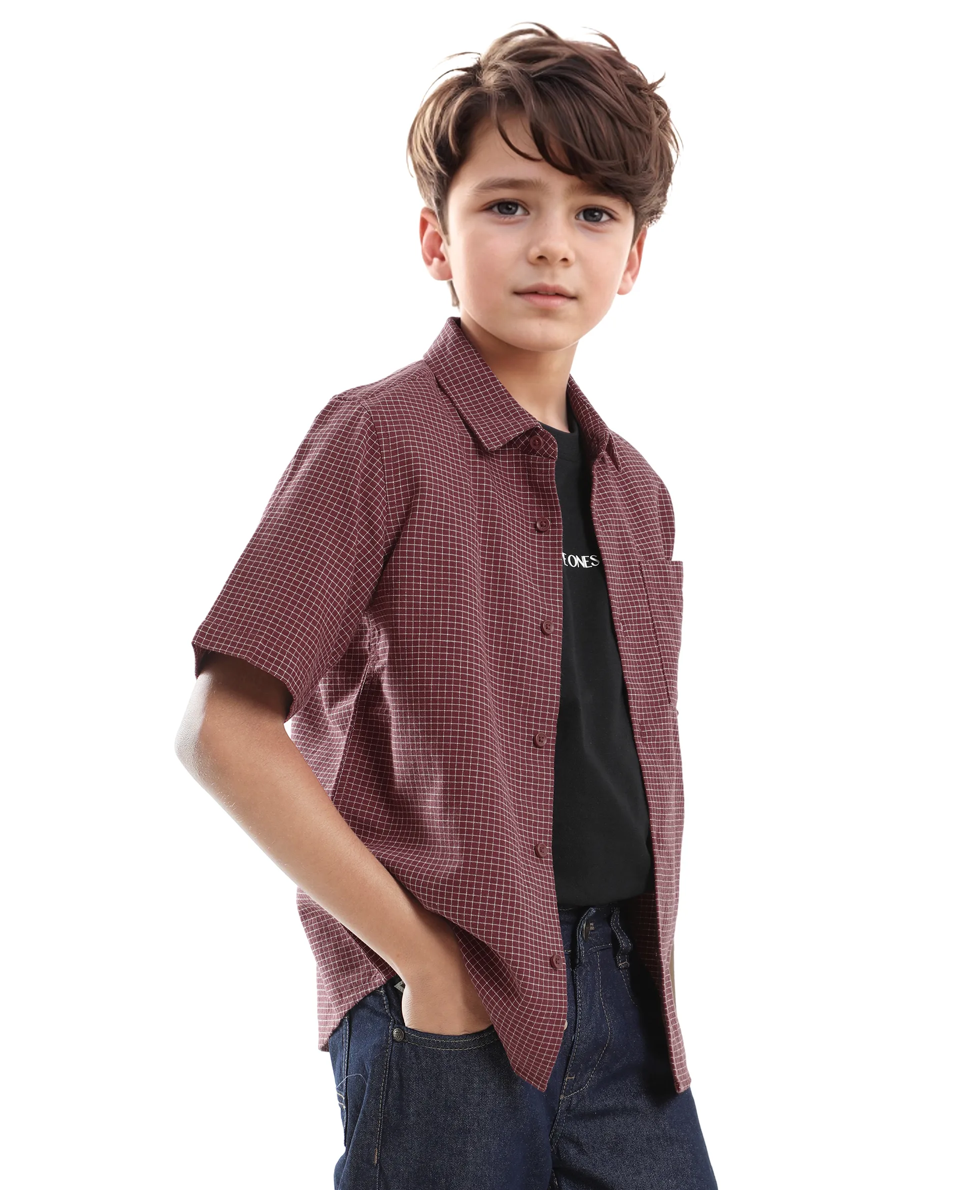 Rare Ones Kids Dornt Rust Cotton Half Sleeve Button Printed Regular Fit Shirt - Image 7
