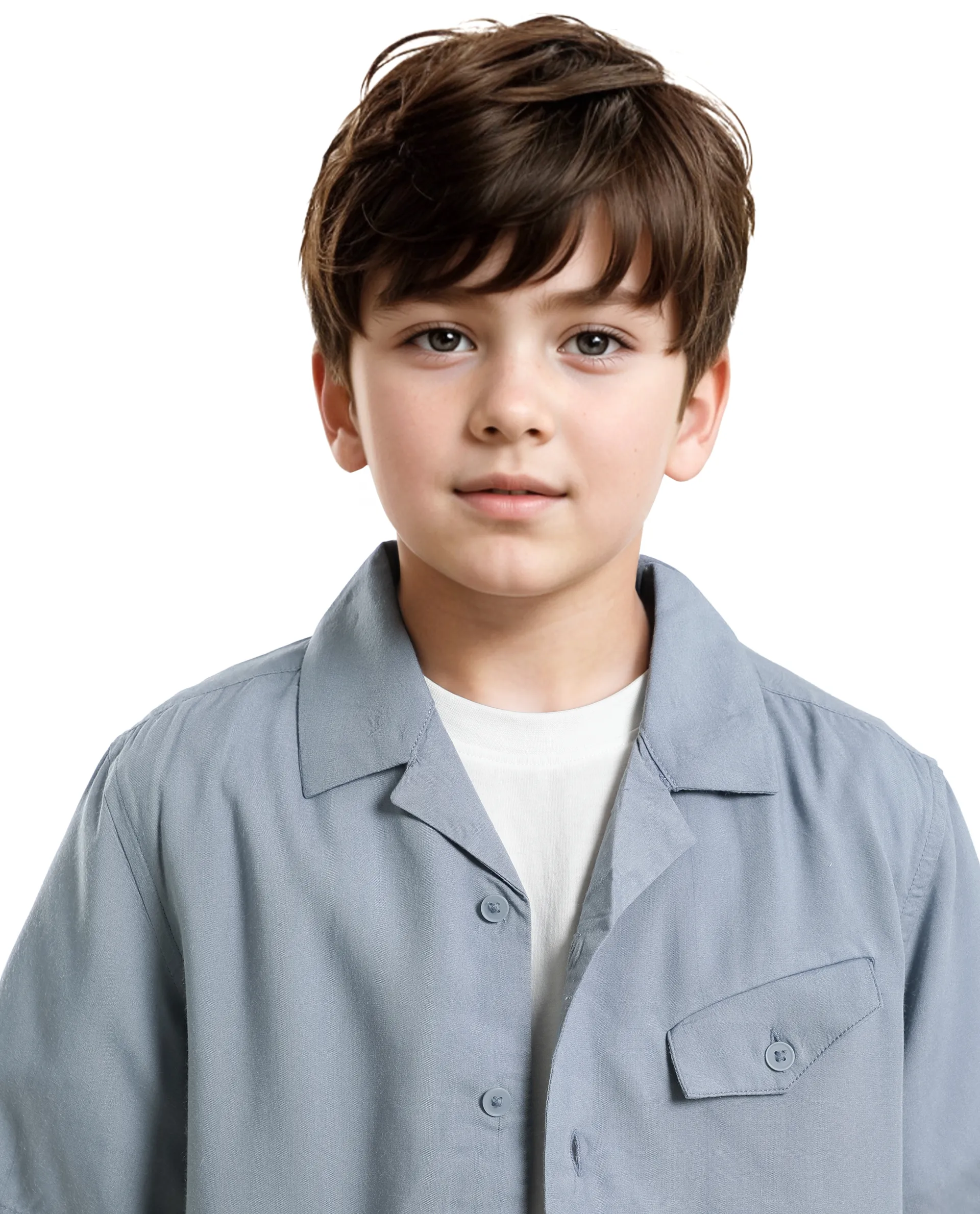 Rare Ones Kids Dubex Dusky Blue Modal Short Sleeve Solid Shirt - Image 3
