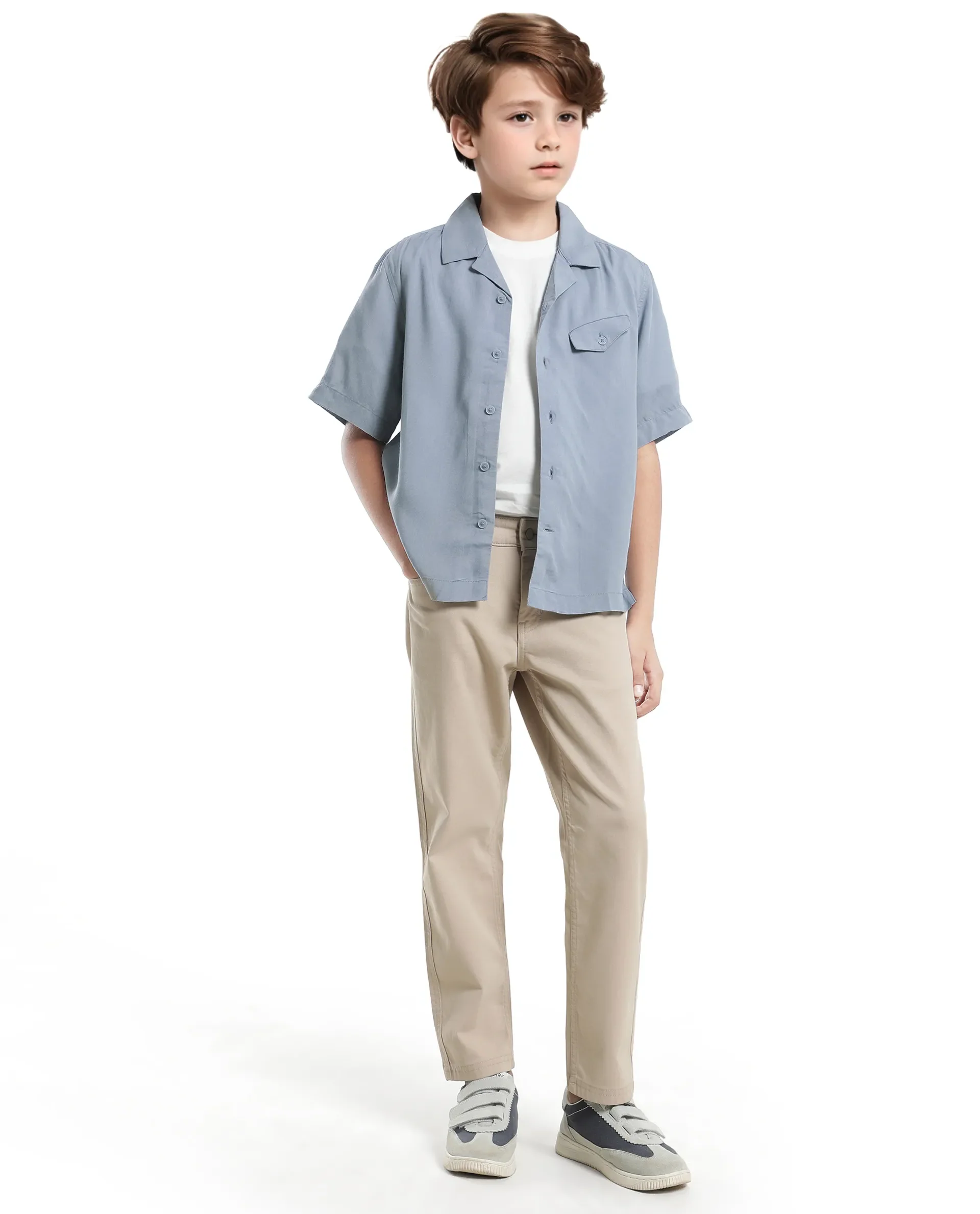 Rare Ones Kids Dubex Dusky Blue Modal Short Sleeve Solid Shirt - Image 8