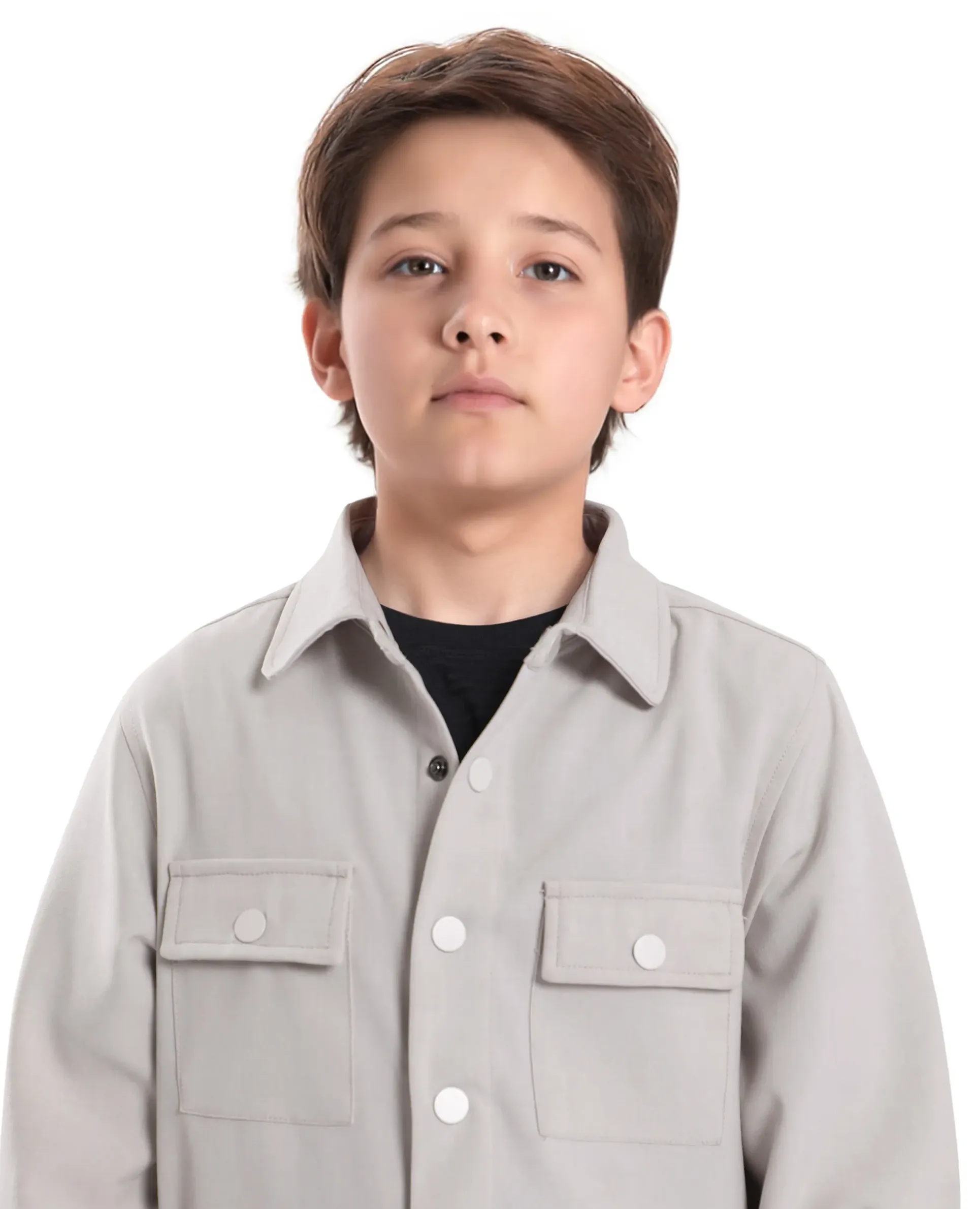 Rare Ones Kids Duno Light Beige Cotton Solid Button Closure Full Sleeve Regular Fit Jacket - Image 4