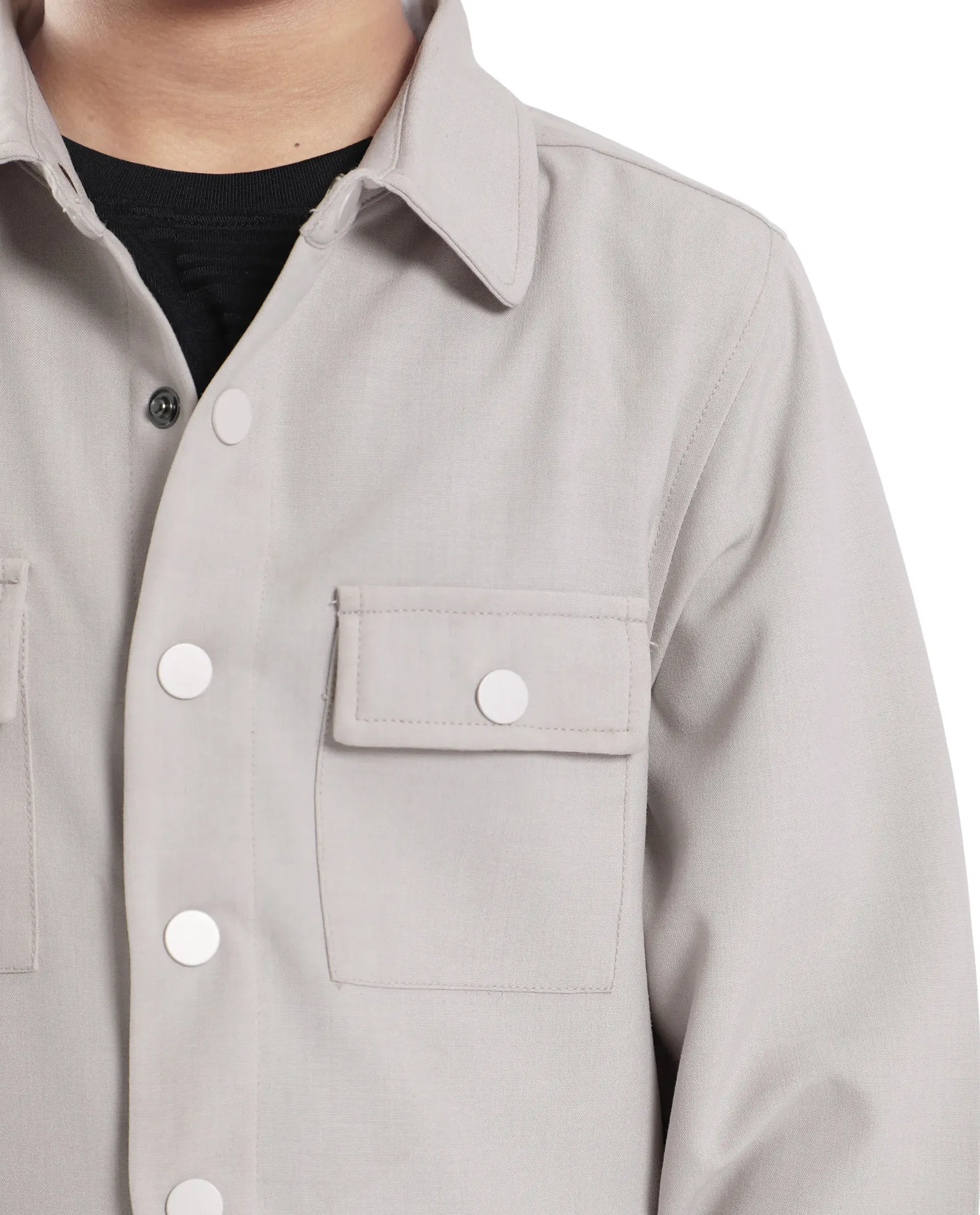 Rare Ones Kids Duno Light Beige Cotton Solid Button Closure Full Sleeve Regular Fit Jacket - Image 5