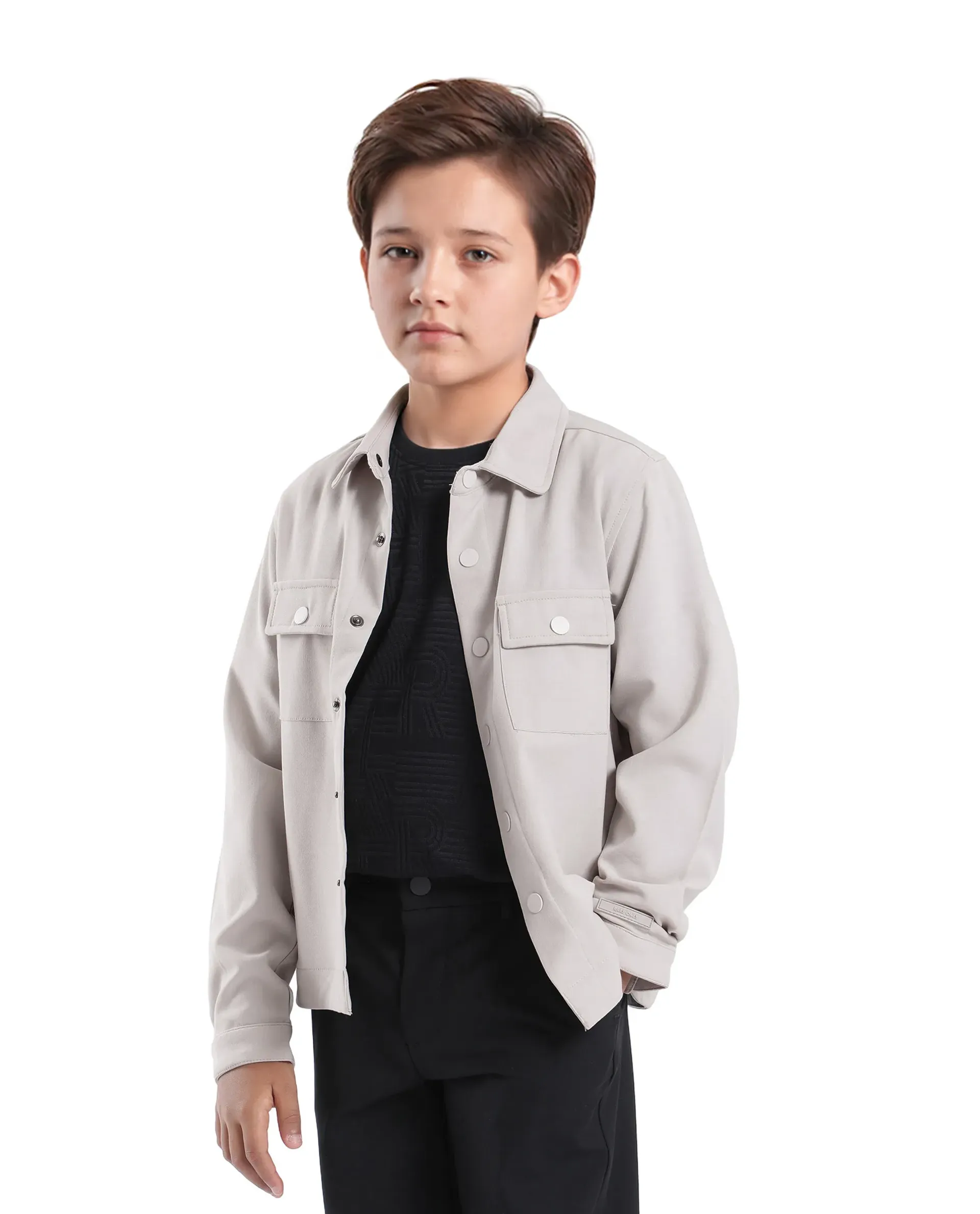 Rare Ones Kids Duno Light Beige Cotton Solid Button Closure Full Sleeve Regular Fit Jacket - Image 6