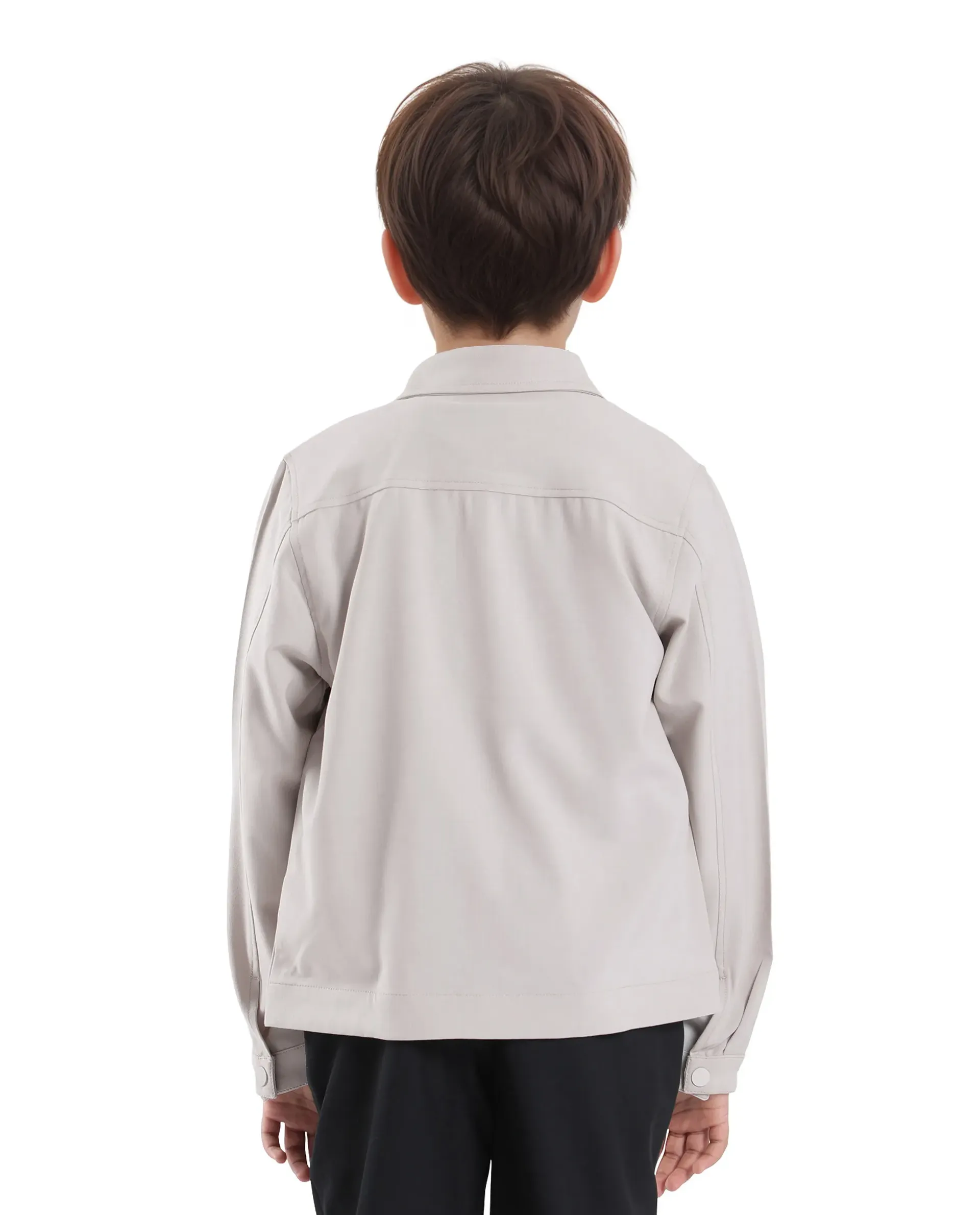 Rare Ones Kids Duno Light Beige Cotton Solid Button Closure Full Sleeve Regular Fit Jacket - Image 8