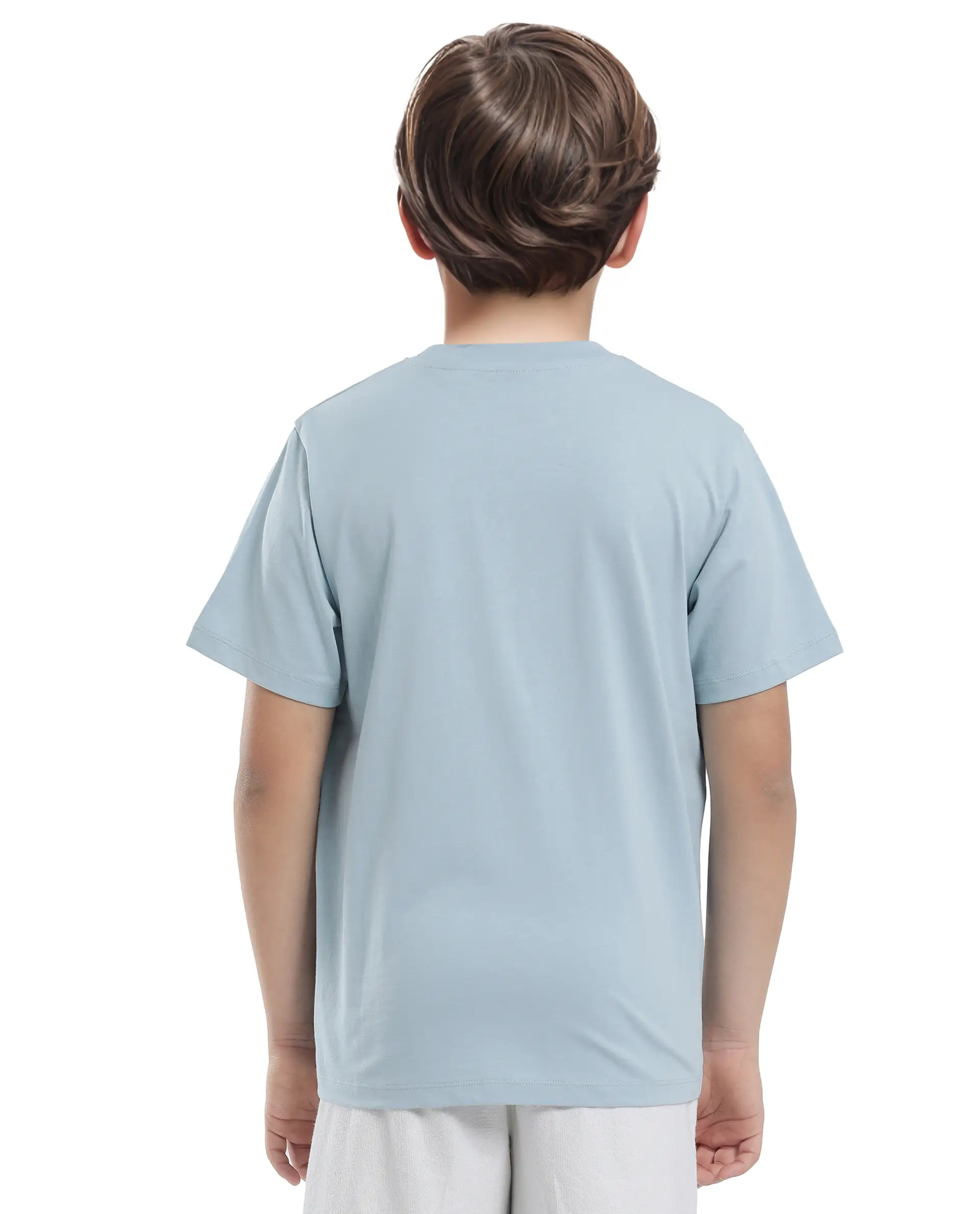 Rare Ones Kids Elzo-K Light Blue Cotton Half Sleeve Solid Slip-On Closure Regular Fit T-Shirt - Image 8