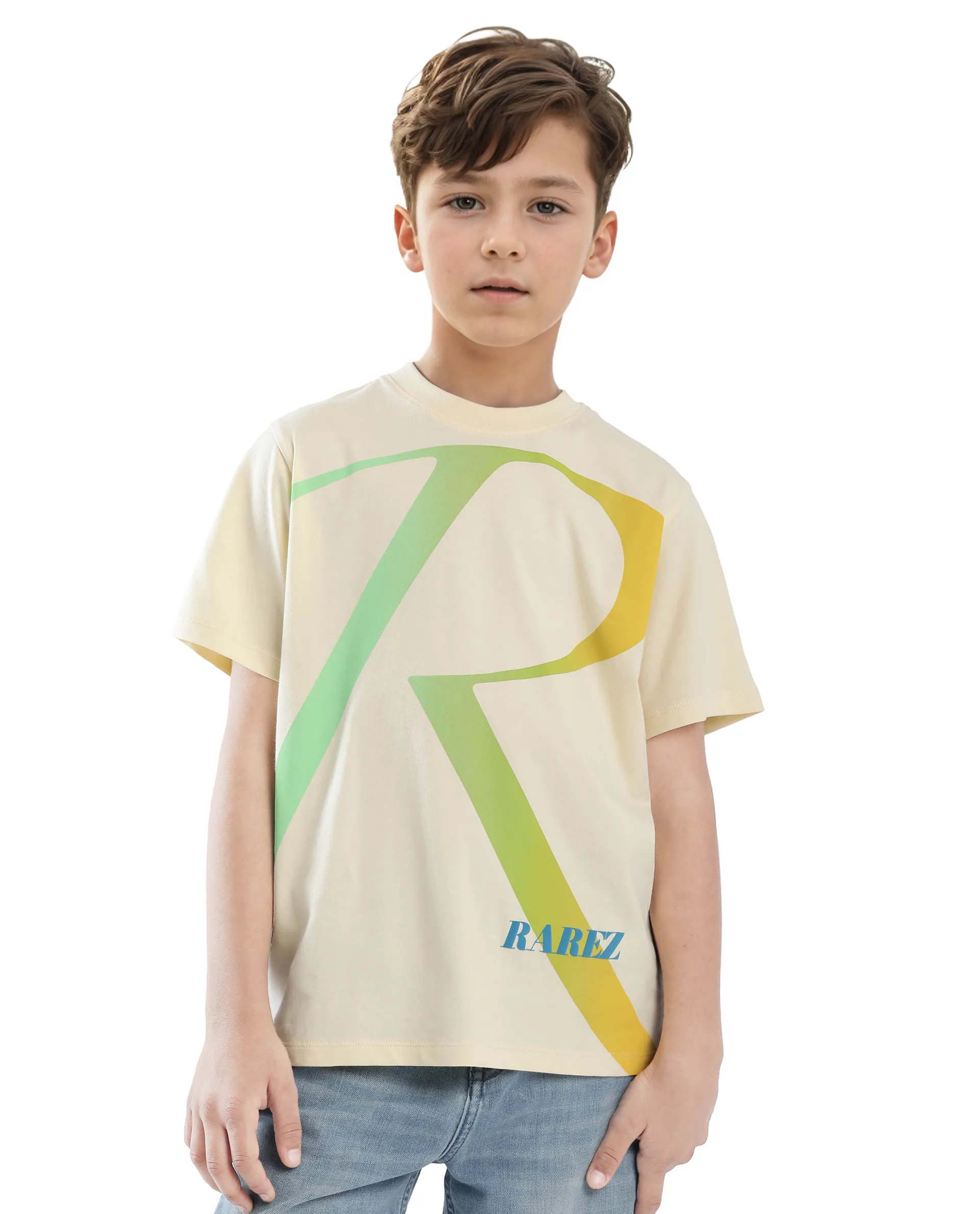 Rare Ones Kids Elzo-K Light Yellow Cotton Half Sleeve Graphic Printed Slip-On Closure Regular Fit T-Shirt - Image 3