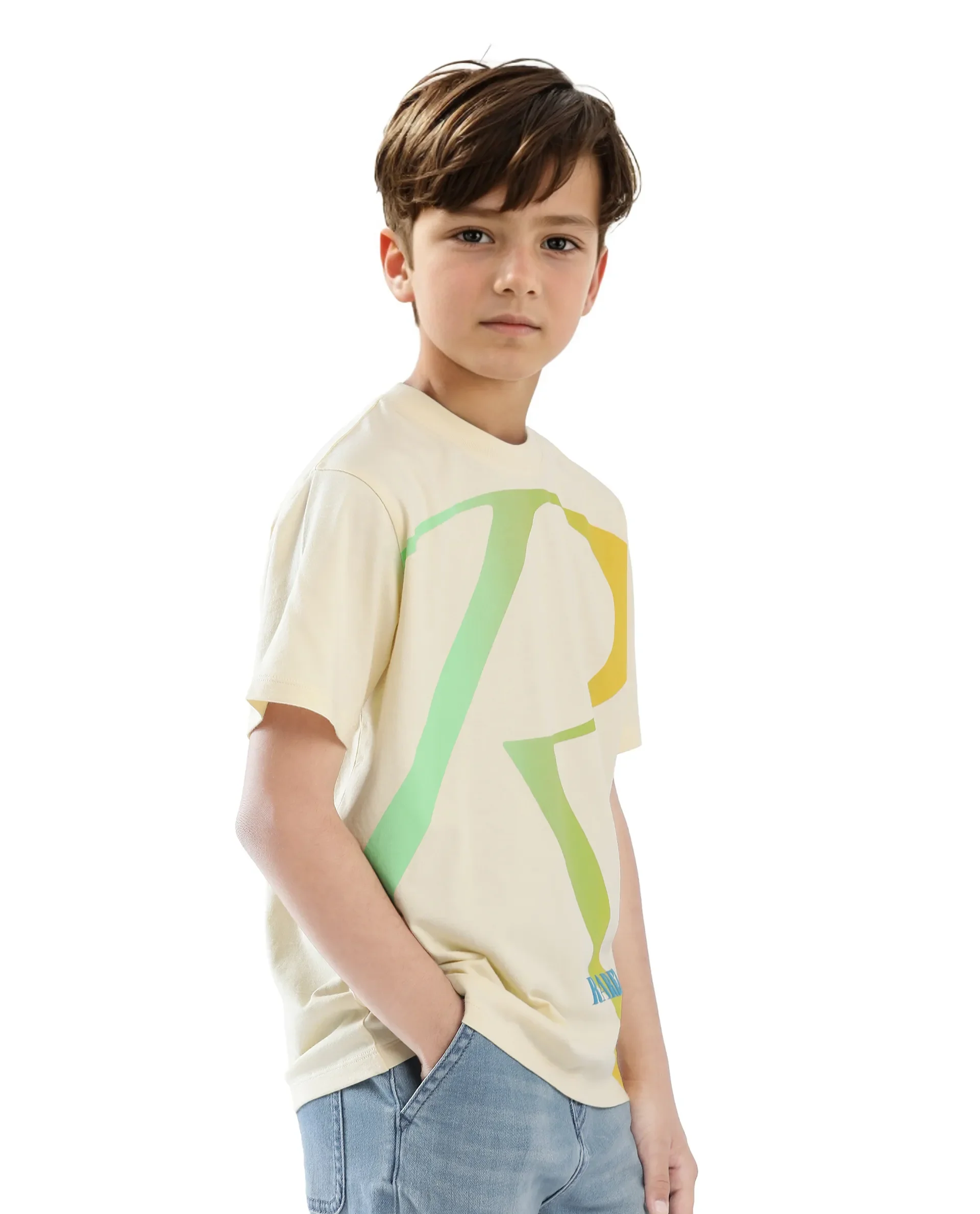 Rare Ones Kids Elzo-K Light Yellow Cotton Half Sleeve Graphic Printed Slip-On Closure Regular Fit T-Shirt - Image 7