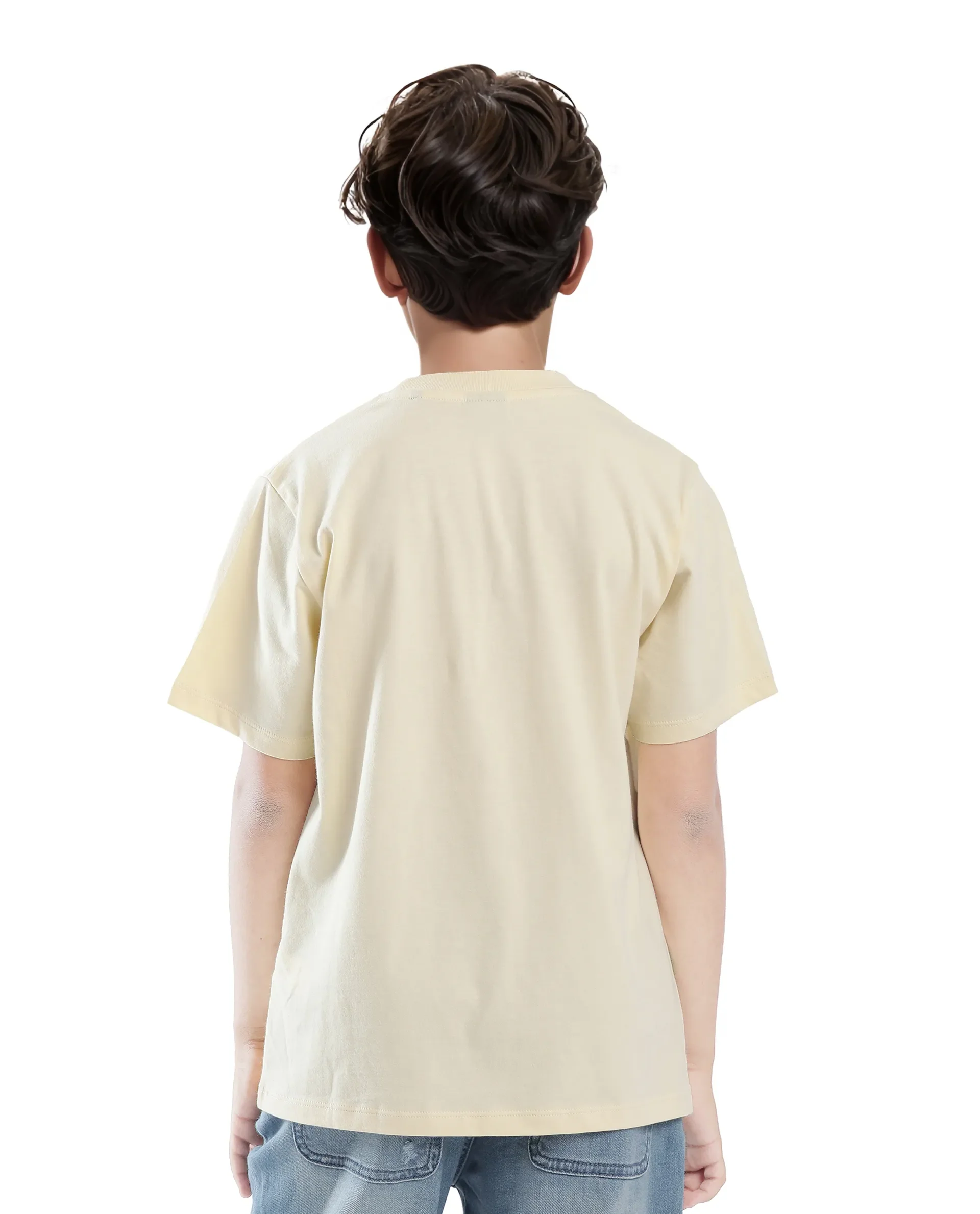 Rare Ones Kids Elzo-K Light Yellow Cotton Half Sleeve Graphic Printed Slip-On Closure Regular Fit T-Shirt - Image 9