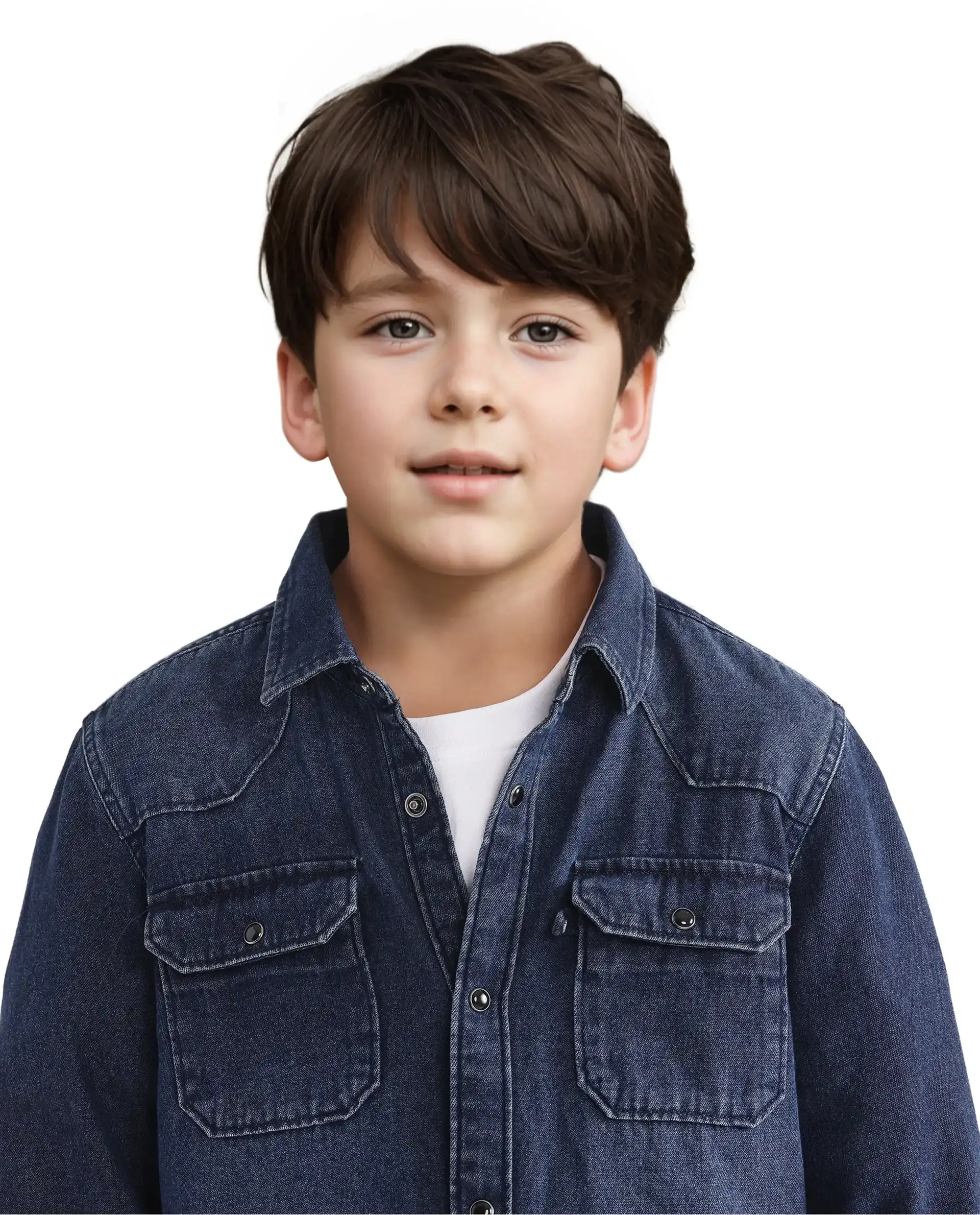 Rare Ones Kids Epan Navy Denim Full Sleeve Spread Collar Solid Shirt - Image 3