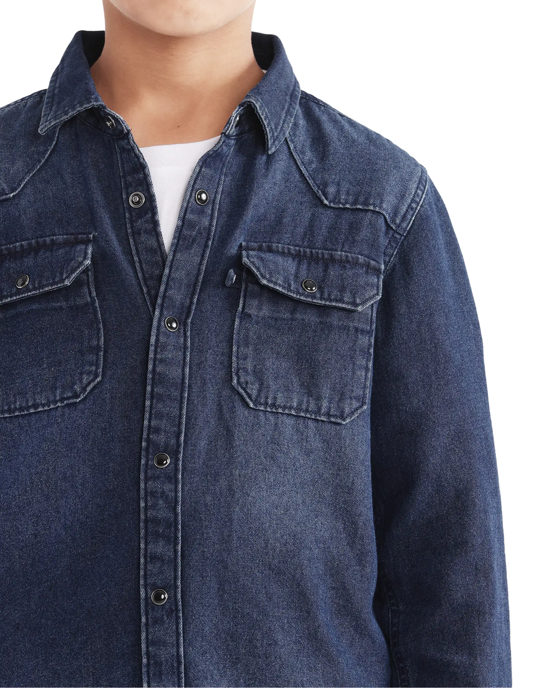 Rare Ones Kids Epan Navy Denim Full Sleeve Spread Collar Solid Shirt - Image 4