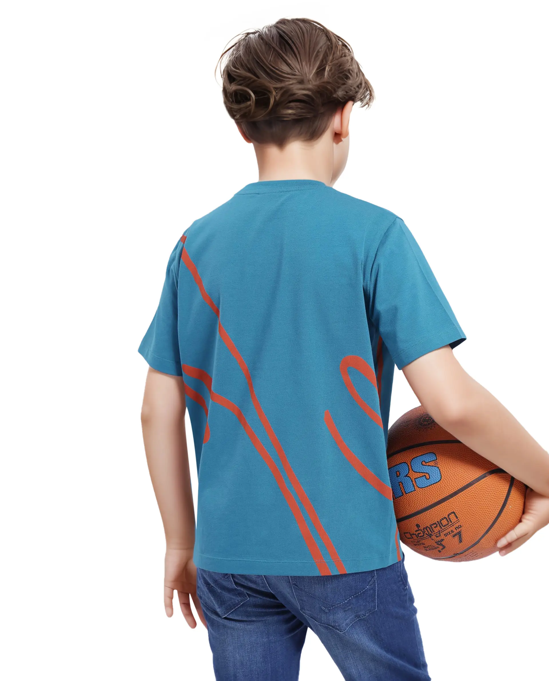 Rare Ones Kids Ezon Turq Cotton Blend Short Sleeve Crew Neck Graphic Signature Print T-Shirt - Image 4