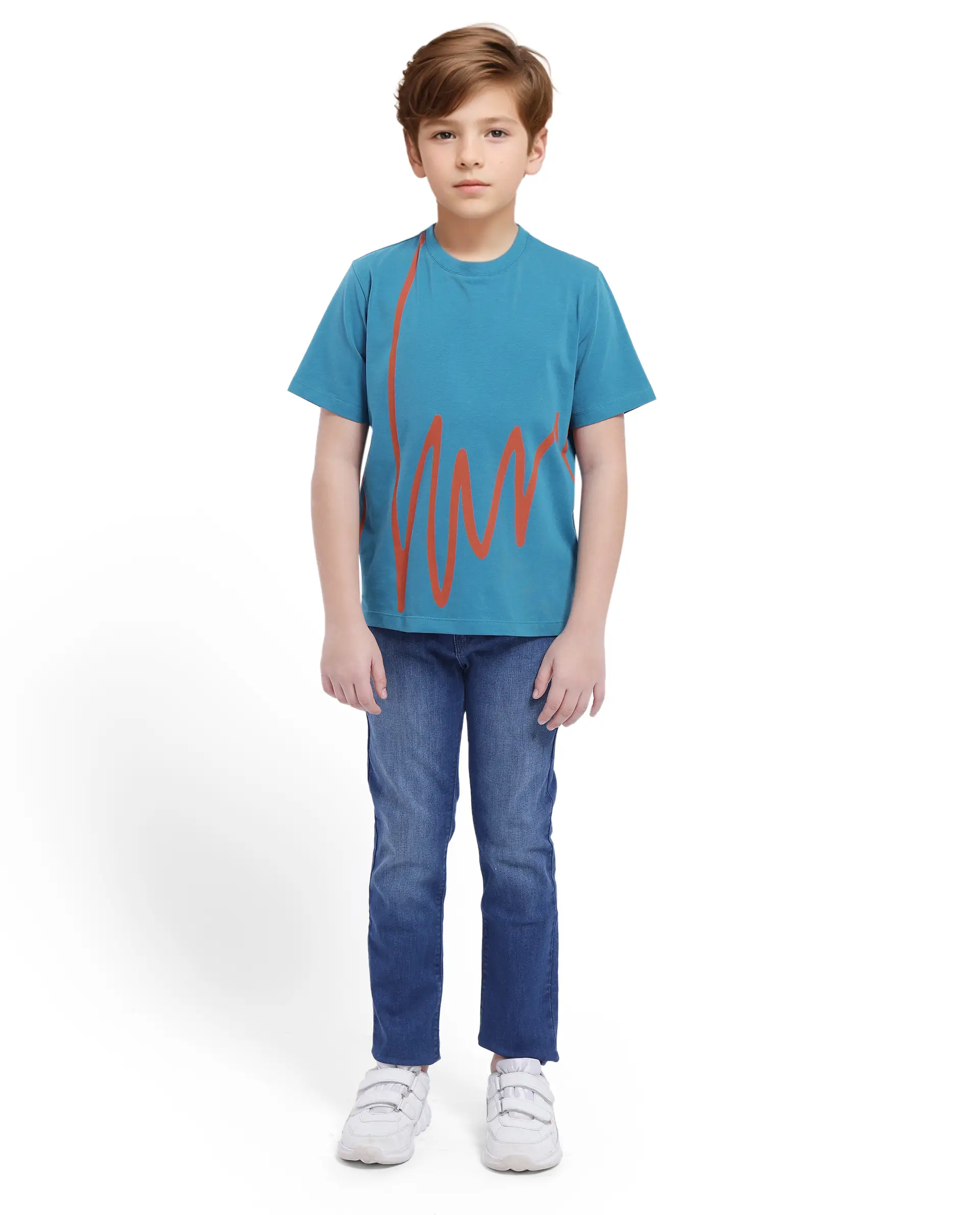 Rare Ones Kids Ezon Turq Cotton Blend Short Sleeve Crew Neck Graphic Signature Print T-Shirt - Image 5