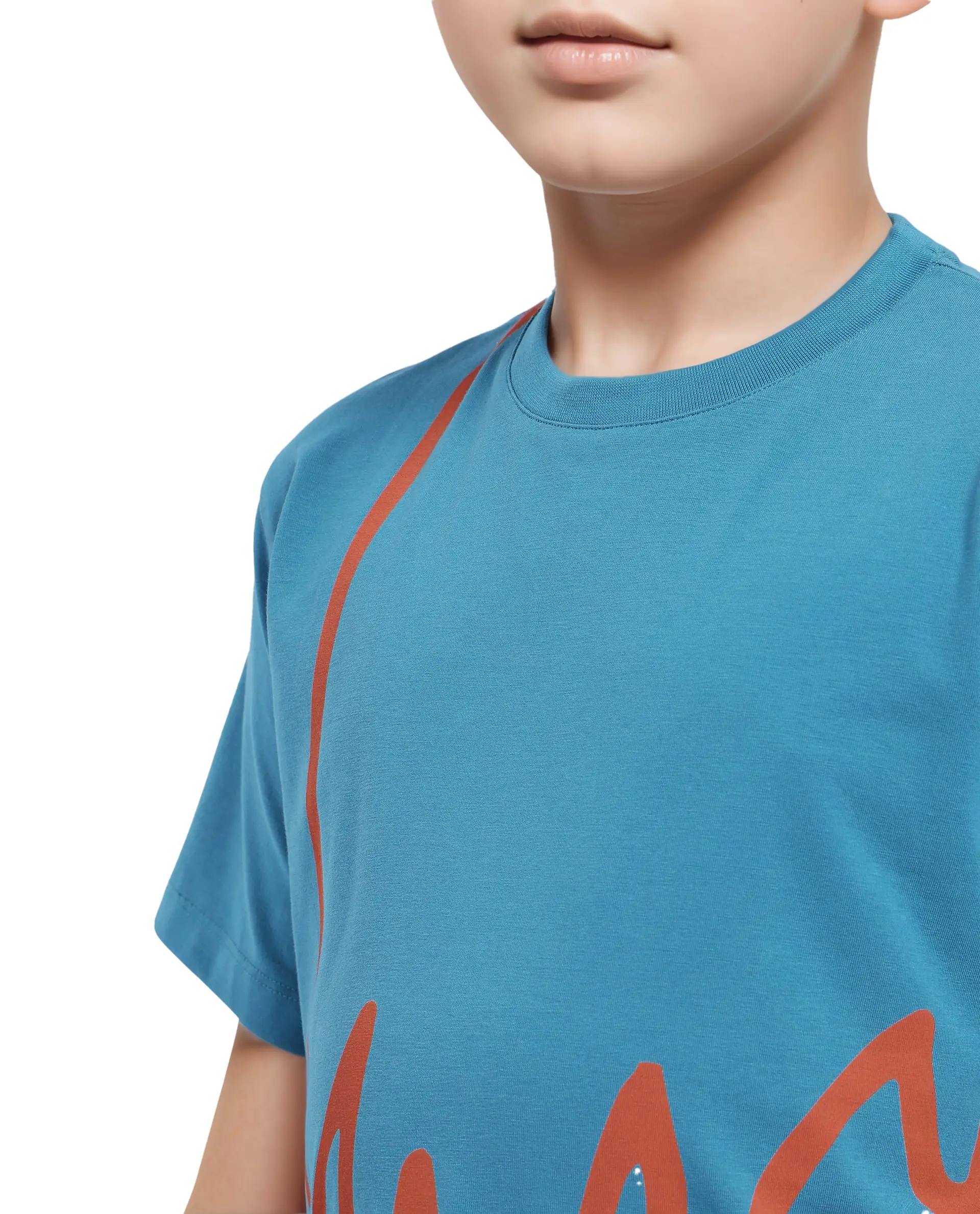 Rare Ones Kids Ezon Turq Cotton Blend Short Sleeve Crew Neck Graphic Signature Print T-Shirt - Image 6