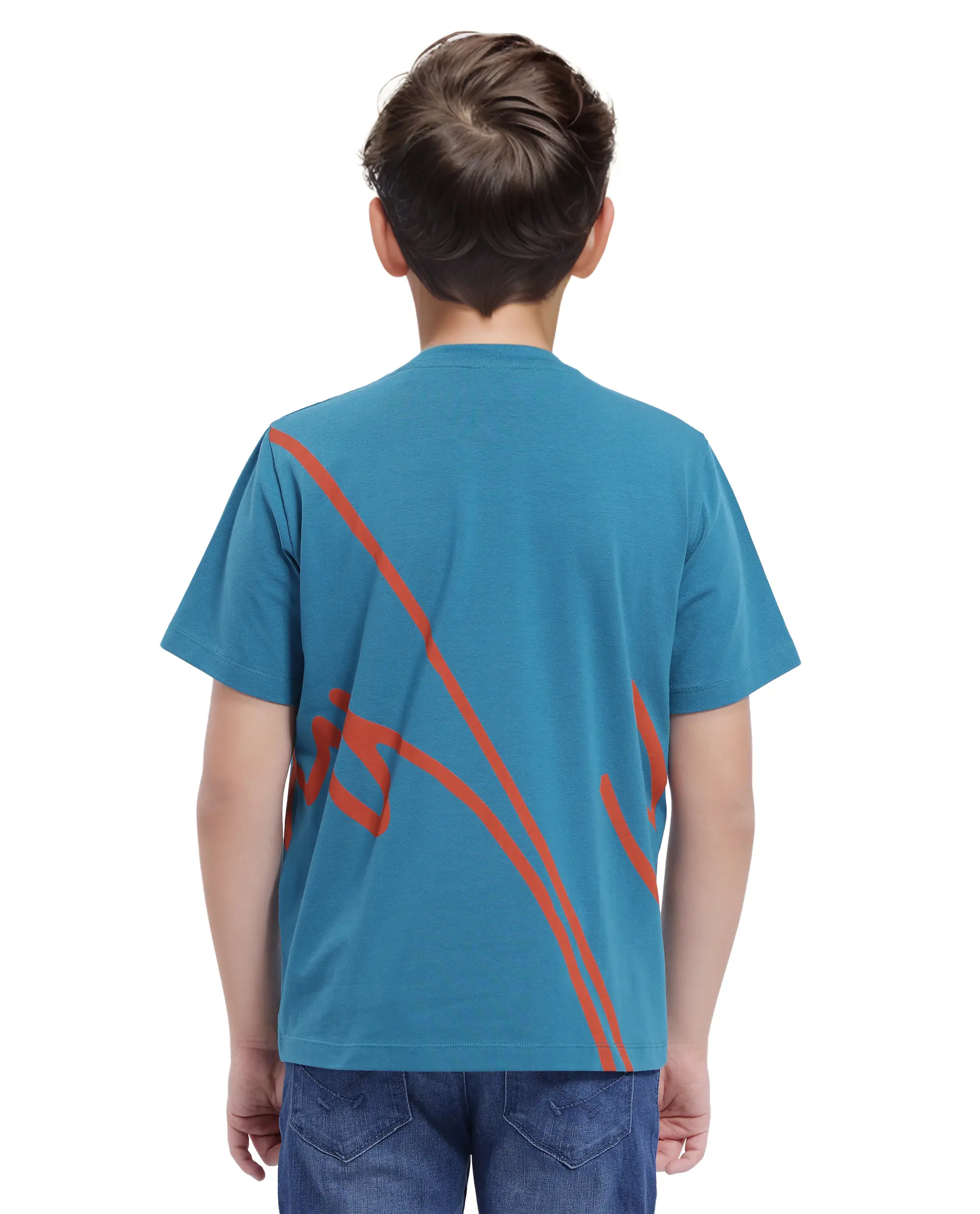 Rare Ones Kids Ezon Turq Cotton Blend Short Sleeve Crew Neck Graphic Signature Print T-Shirt - Image 8