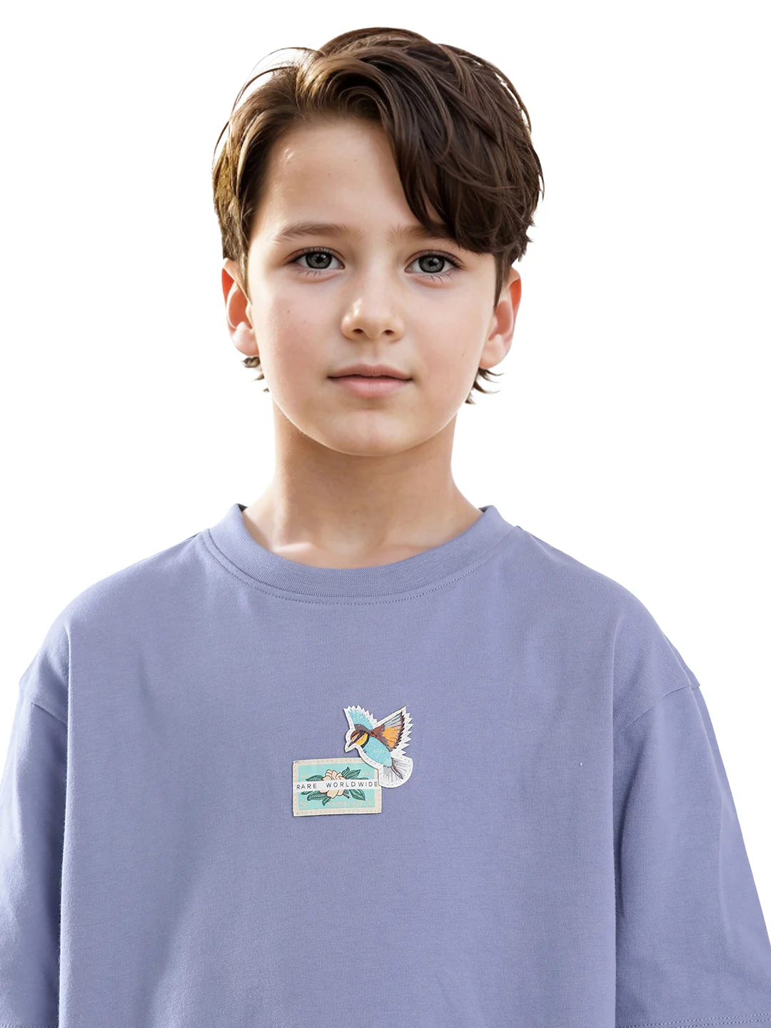 Rare Ones Kids Faun Light Purple Cotton Solid Slip-On Oversized Fit T-Shirt - Image 5
