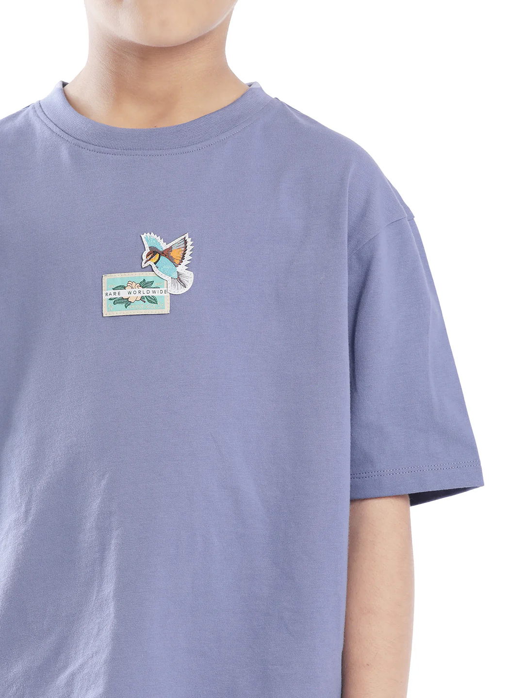 Rare Ones Kids Faun Light Purple Cotton Solid Slip-On Oversized Fit T-Shirt - Image 6