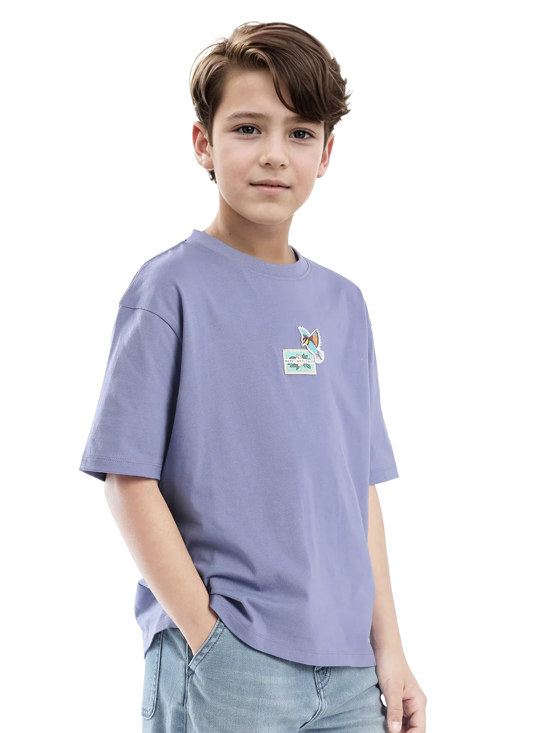 Rare Ones Kids Faun Light Purple Cotton Solid Slip-On Oversized Fit T-Shirt - Image 7