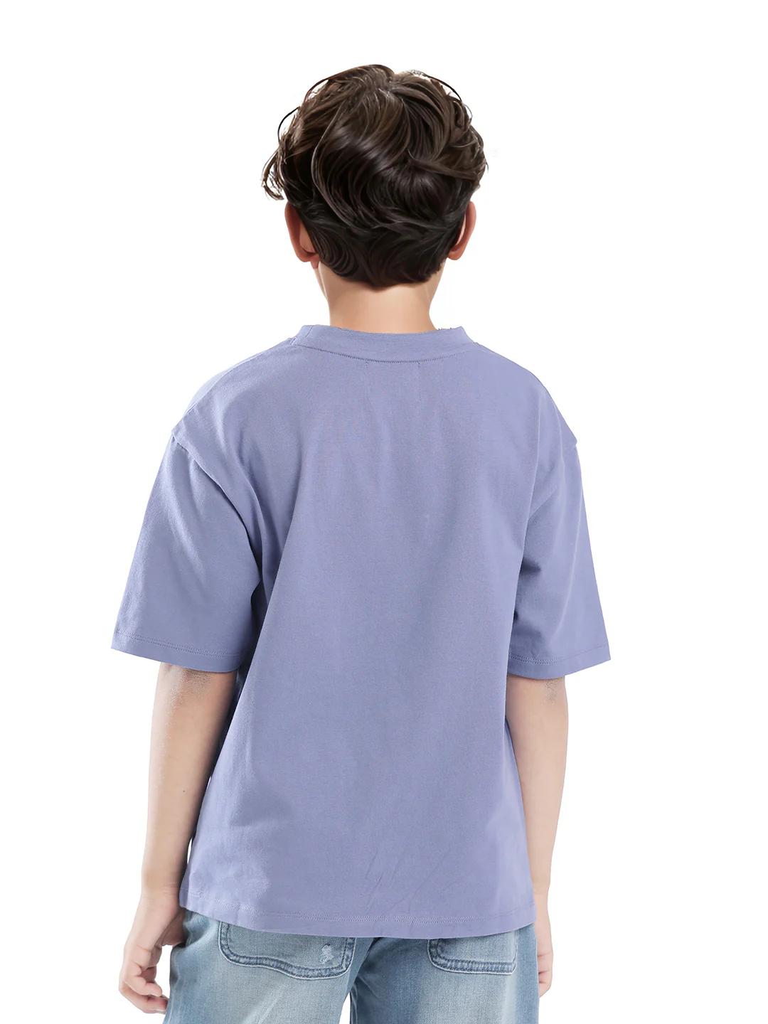 Rare Ones Kids Faun Light Purple Cotton Solid Slip-On Oversized Fit T-Shirt - Image 9
