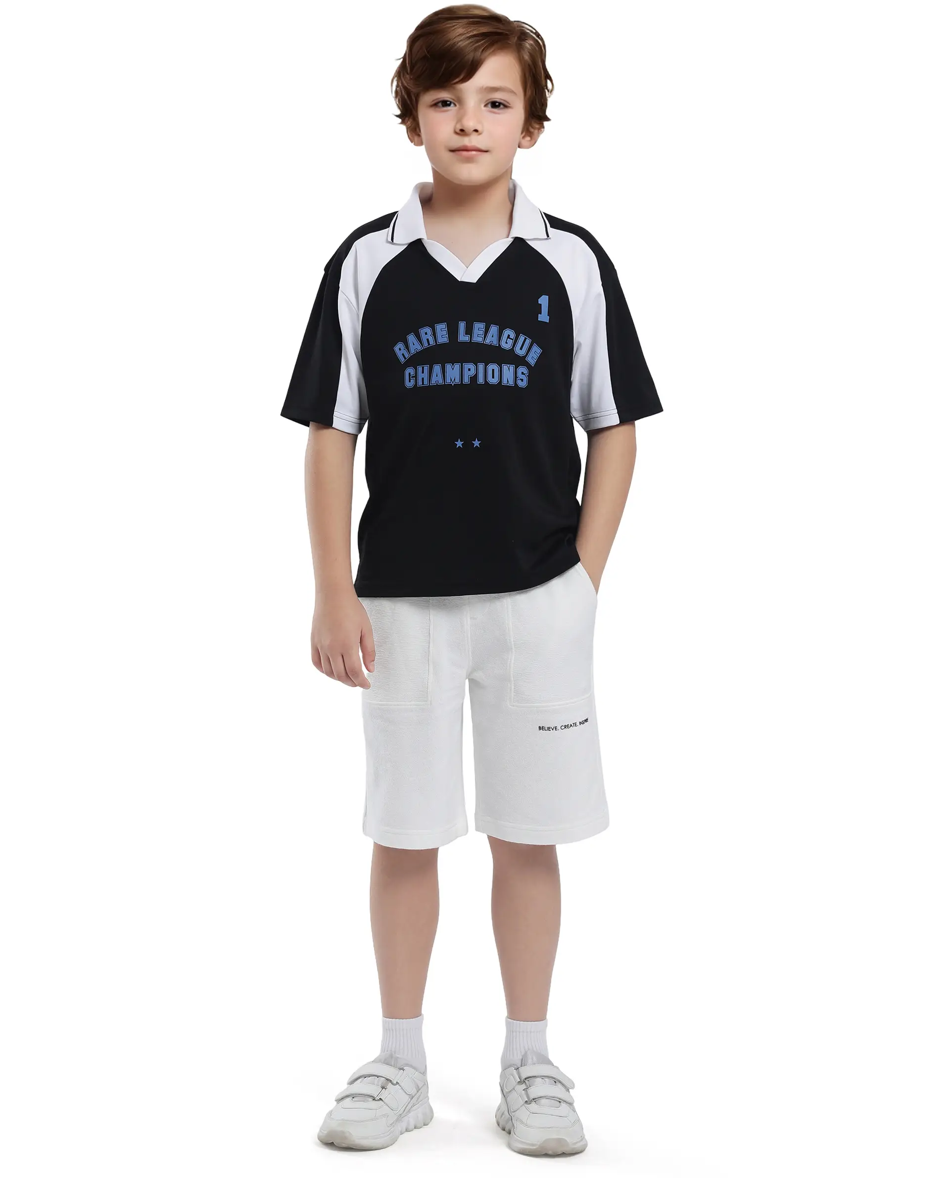 Rare Ones Kids Faze Black Cotton Blend Half Sleeve Printed Boxy Fit Polo - Image 2