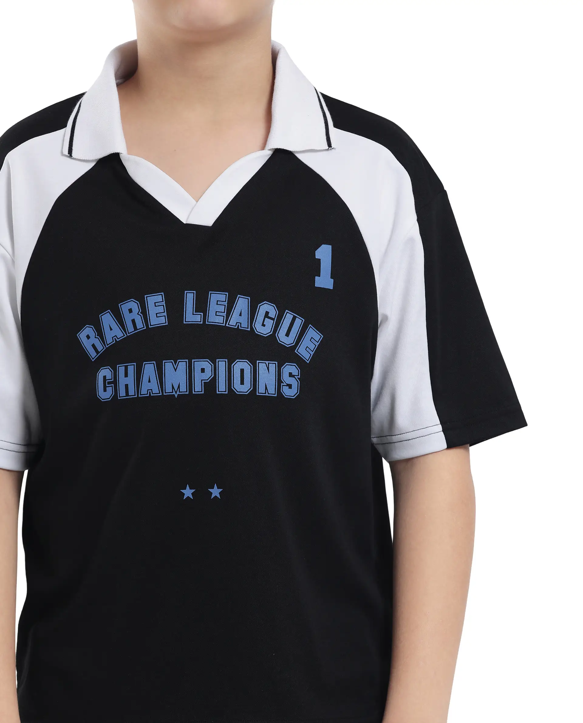 Rare Ones Kids Faze Black Cotton Blend Half Sleeve Printed Boxy Fit Polo - Image 4