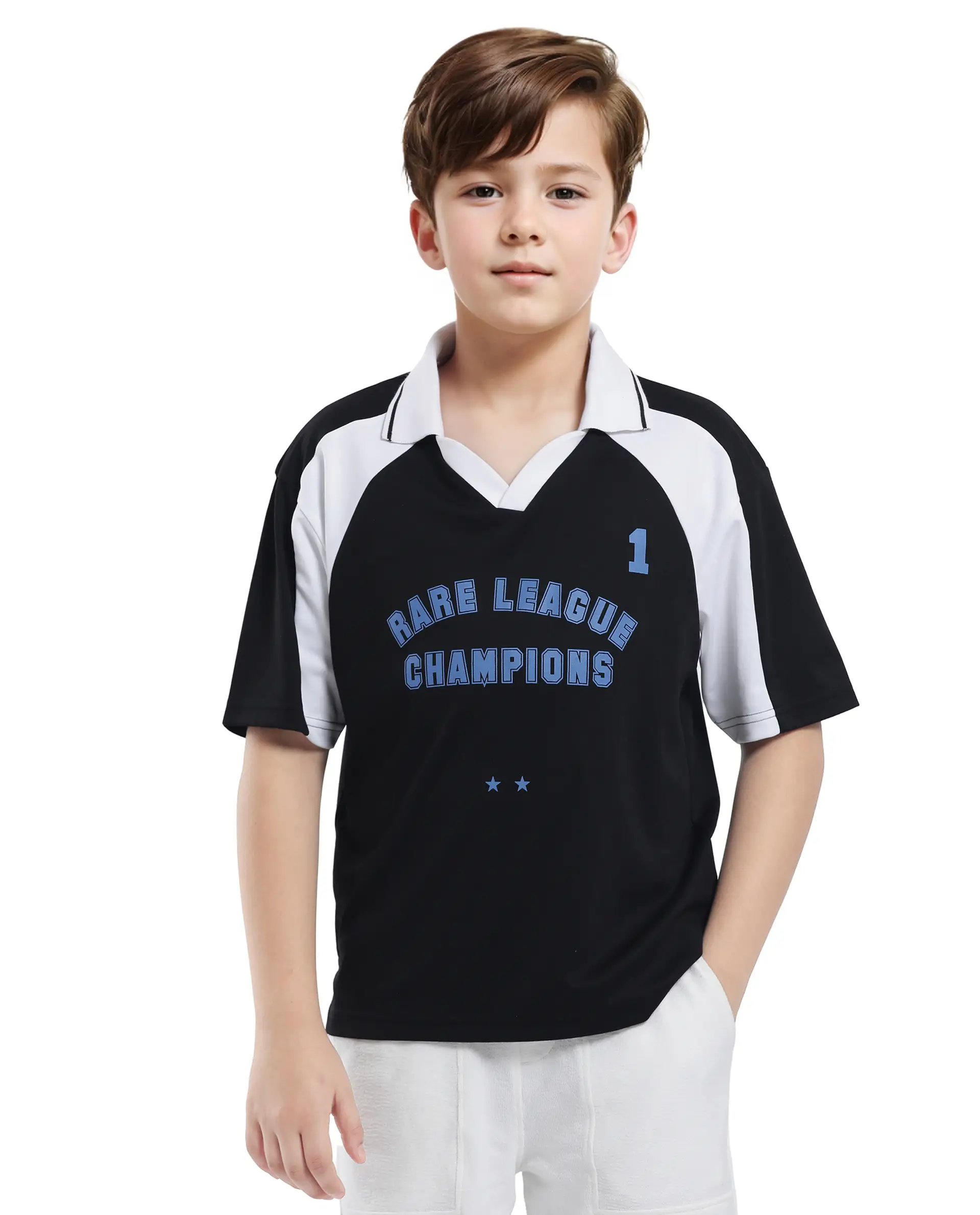 Rare Ones Kids Faze Black Cotton Blend Half Sleeve Printed Boxy Fit Polo - Image 5
