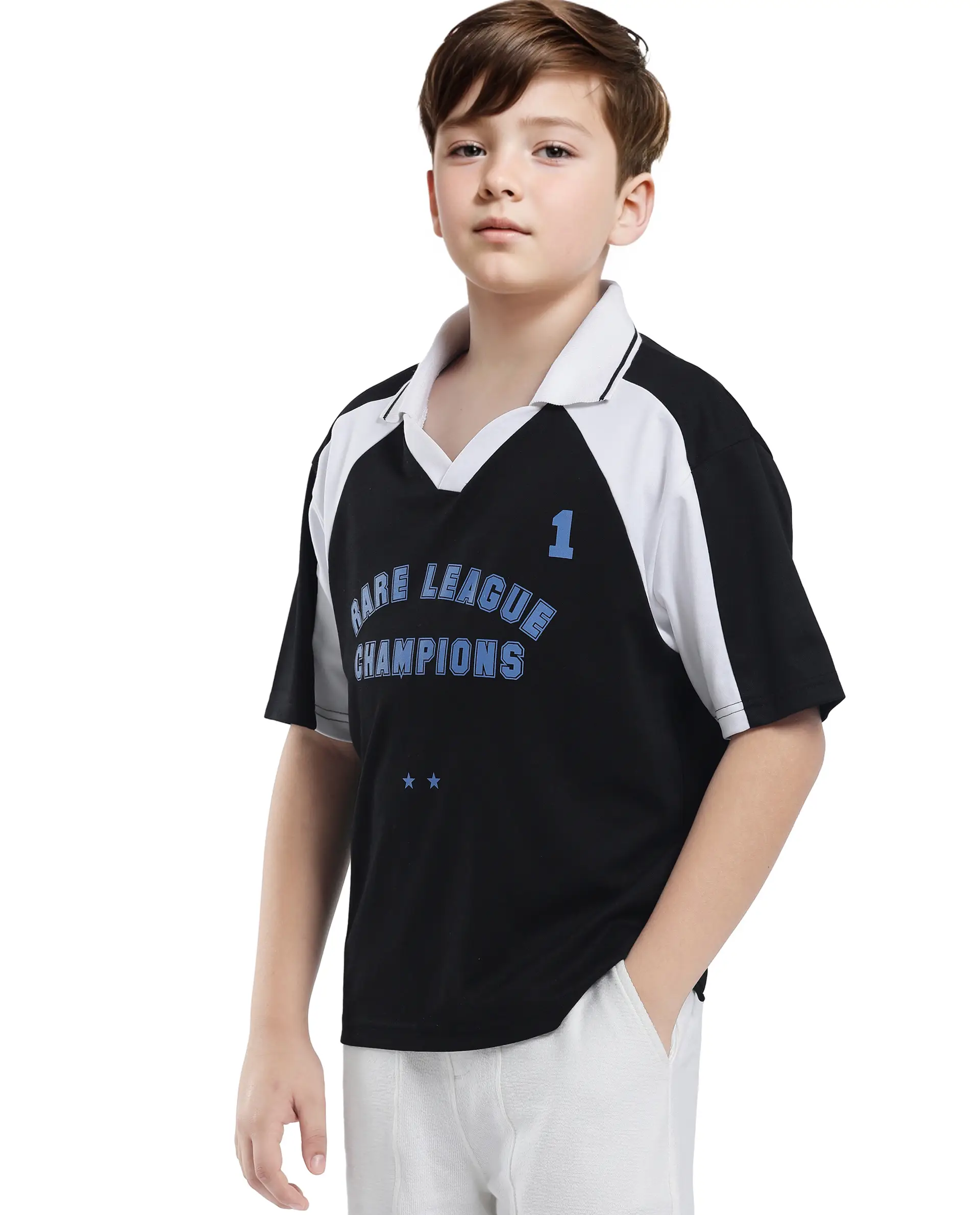 Rare Ones Kids Faze Black Cotton Blend Half Sleeve Printed Boxy Fit Polo - Image 6