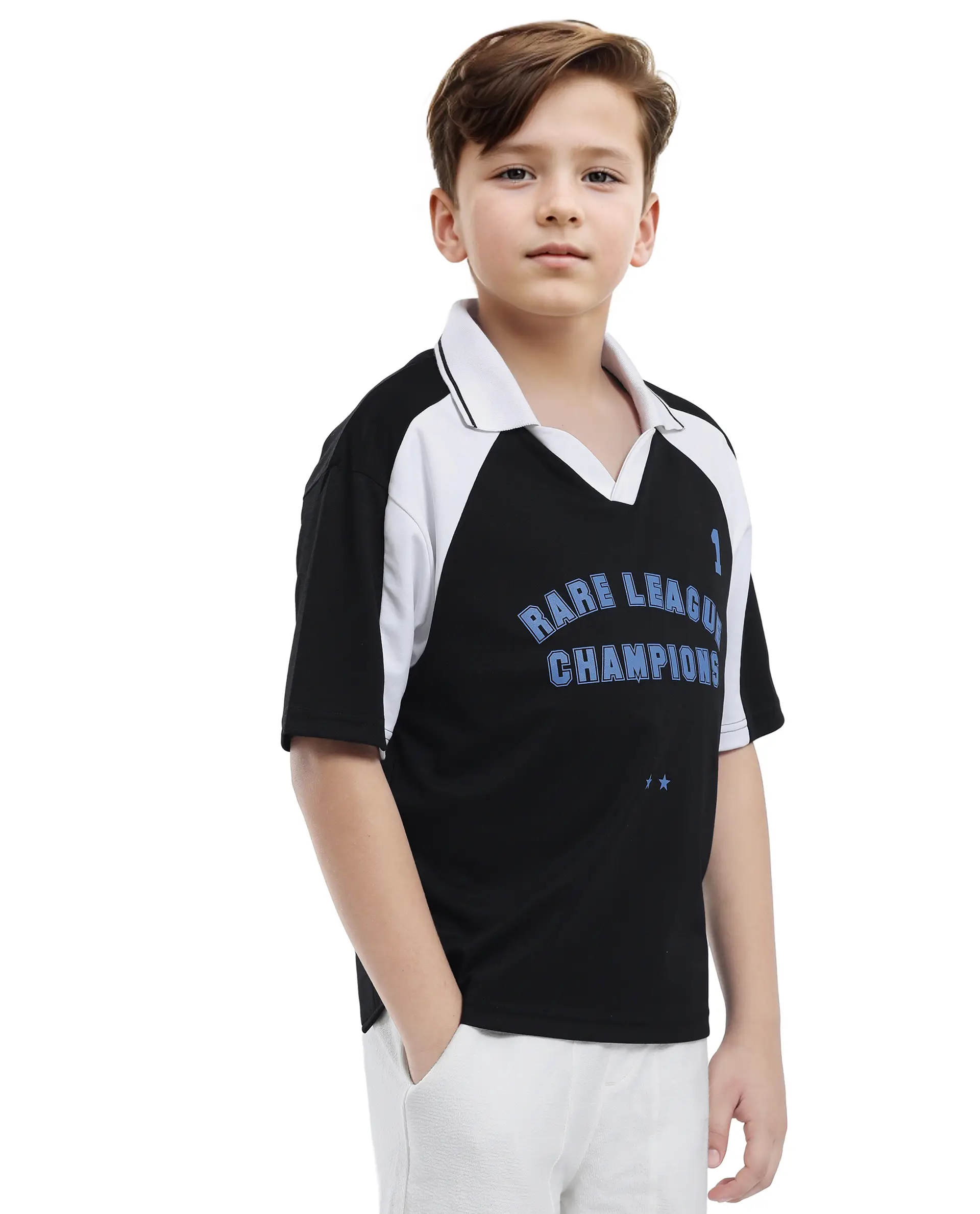 Rare Ones Kids Faze Black Cotton Blend Half Sleeve Printed Boxy Fit Polo - Image 7