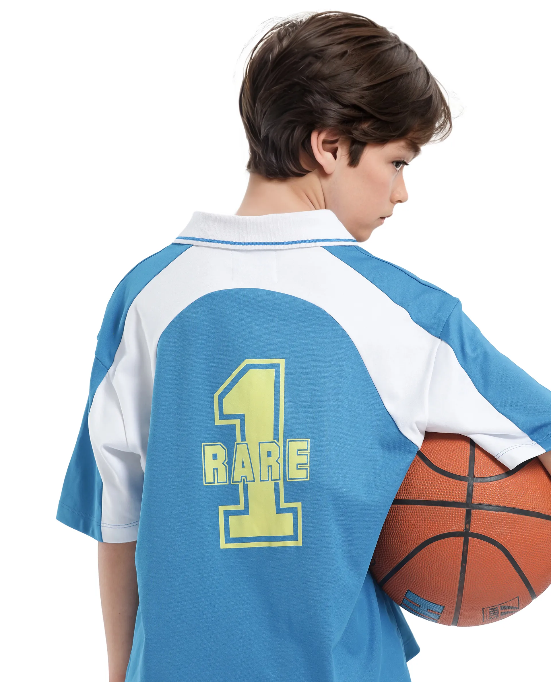 Rare Ones Kids Faze Blue Cotton Blend Half Sleeve Button Graphic Printed Boxy Fit Polo