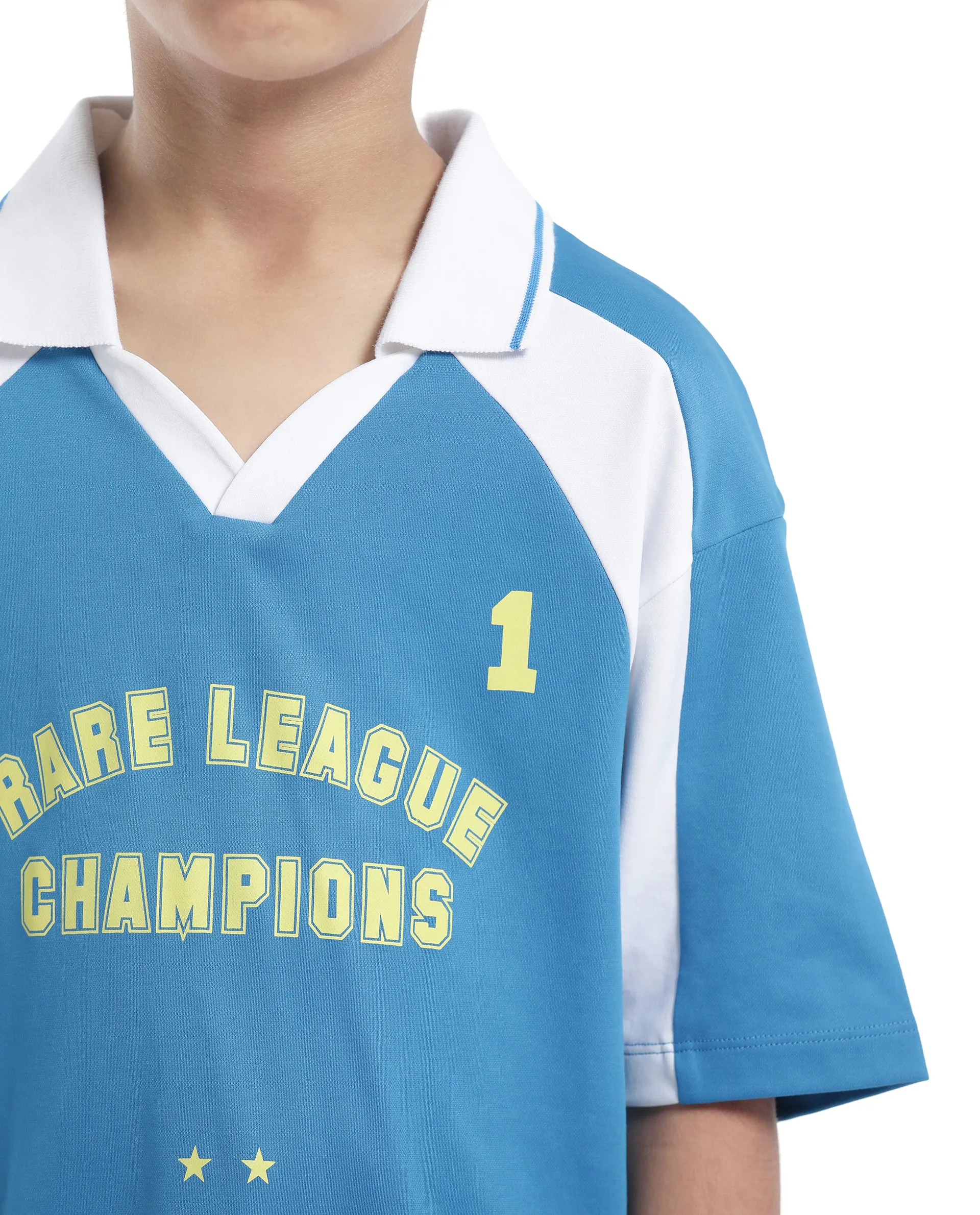 Rare Ones Kids Faze Blue Cotton Blend Half Sleeve Button Graphic Printed Boxy Fit Polo - Image 4
