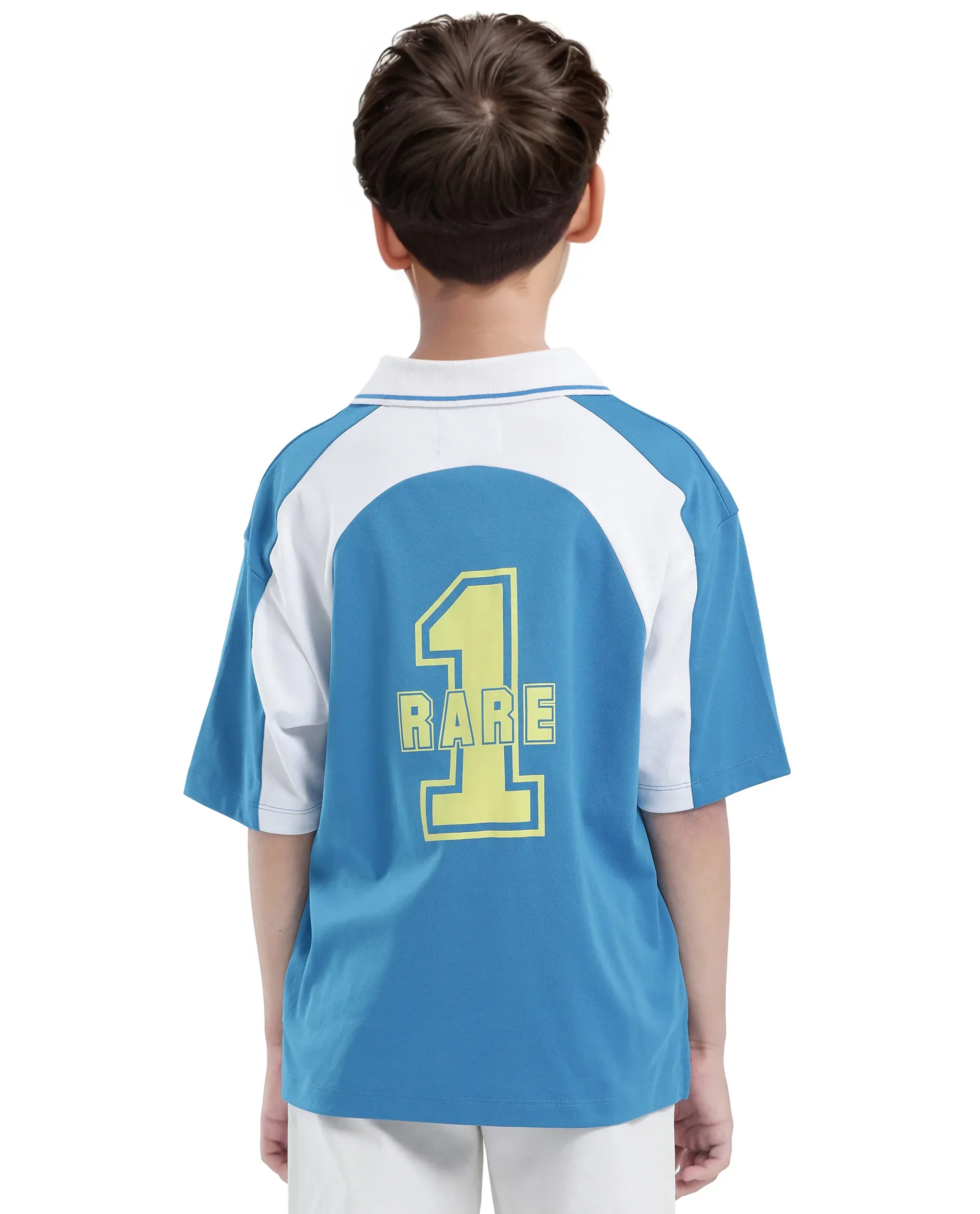 Rare Ones Kids Faze Blue Cotton Blend Half Sleeve Button Graphic Printed Boxy Fit Polo - Image 8