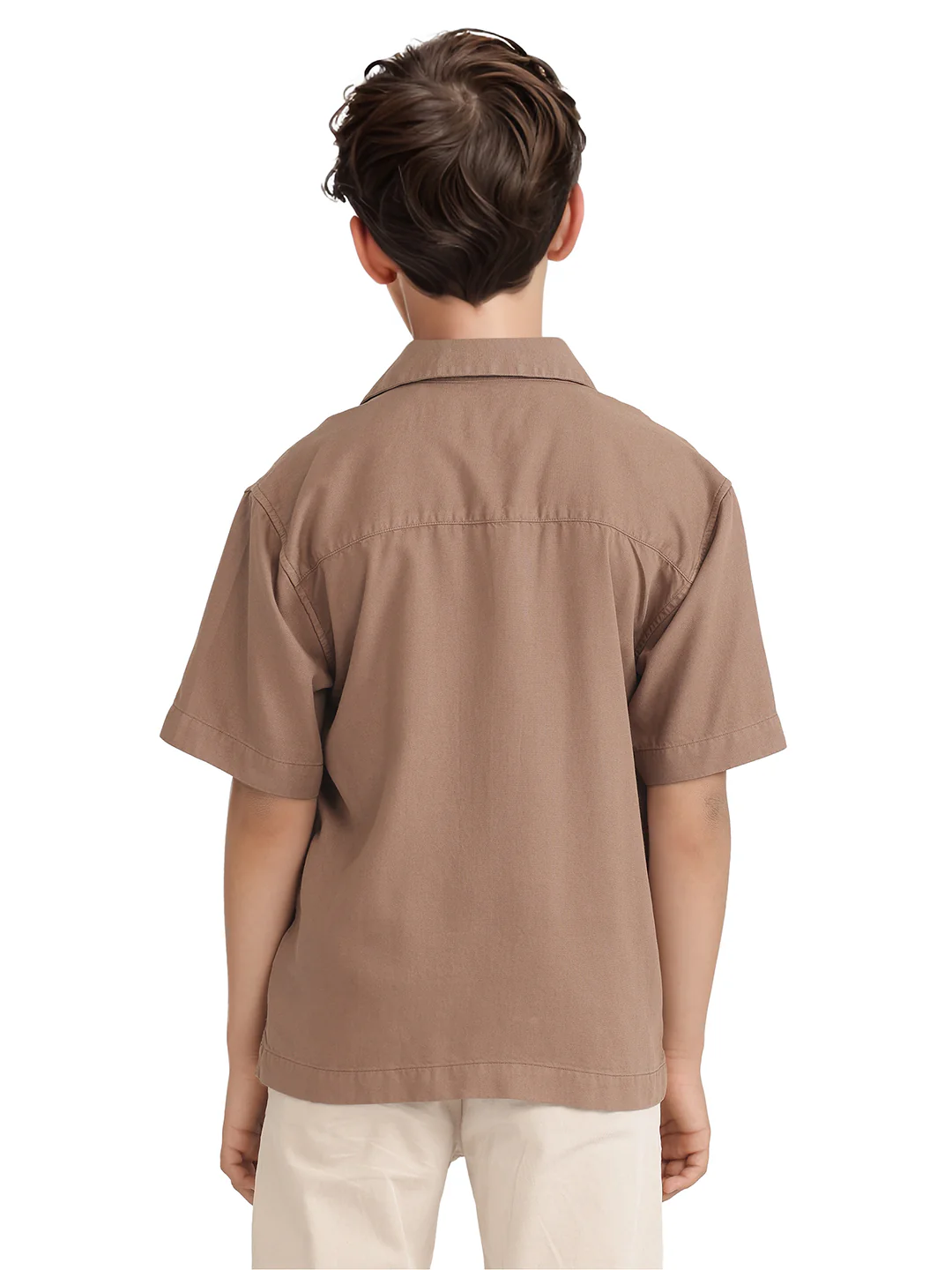 Rare Ones Kids Fern-S Brown Viscose Blend Half Sleeve Button Closure Solid Regular Fit Shirt - Image 6