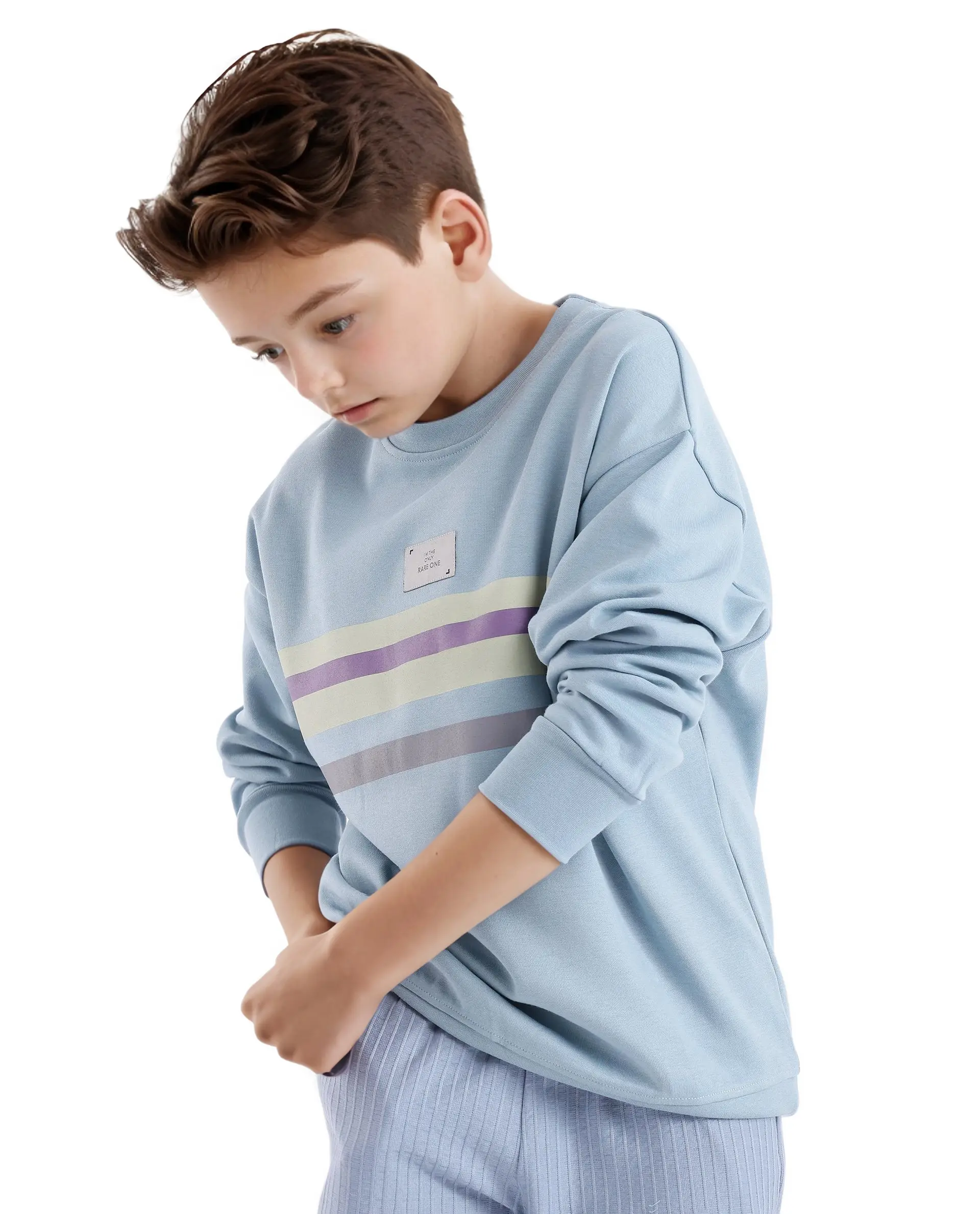 Rare Ones Kids Firo Dusky Blue Cotton Poly Full Sleeve Pigment Print Sweatshirt - Image 2
