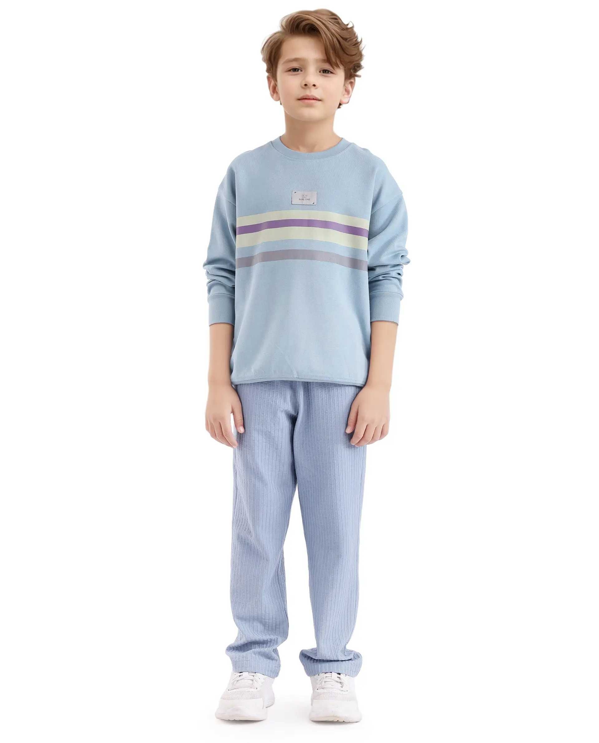 Rare Ones Kids Firo Dusky Blue Cotton Poly Full Sleeve Pigment Print Sweatshirt - Image 3