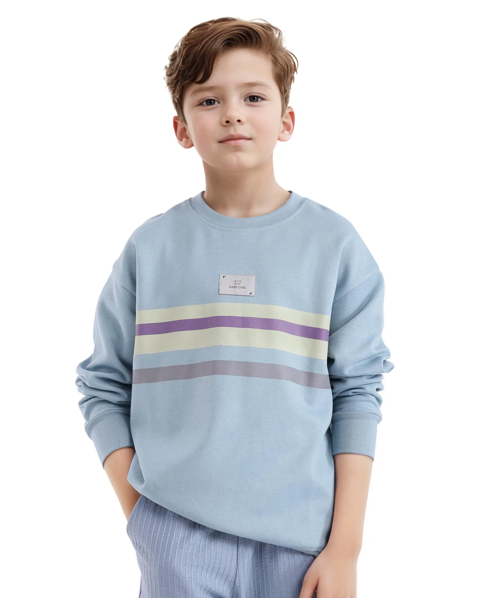 Rare Ones Kids Firo Dusky Blue Cotton Poly Full Sleeve Pigment Print Sweatshirt - Image 4