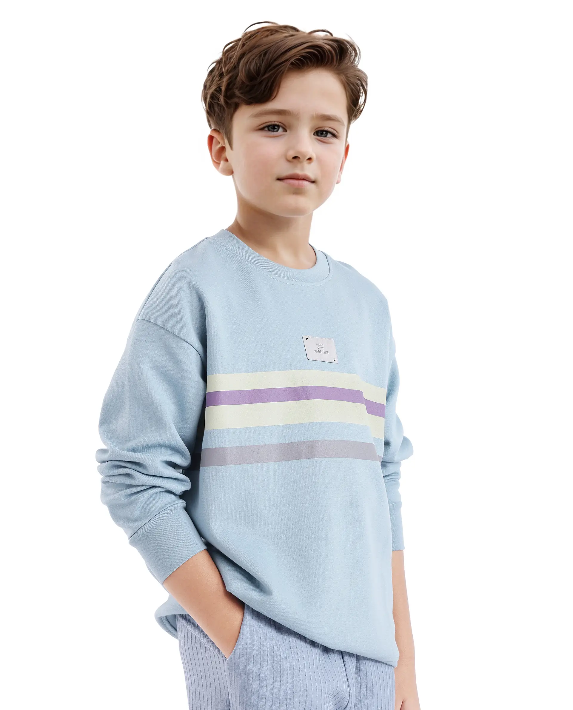 Rare Ones Kids Firo Dusky Blue Cotton Poly Full Sleeve Pigment Print Sweatshirt - Image 5