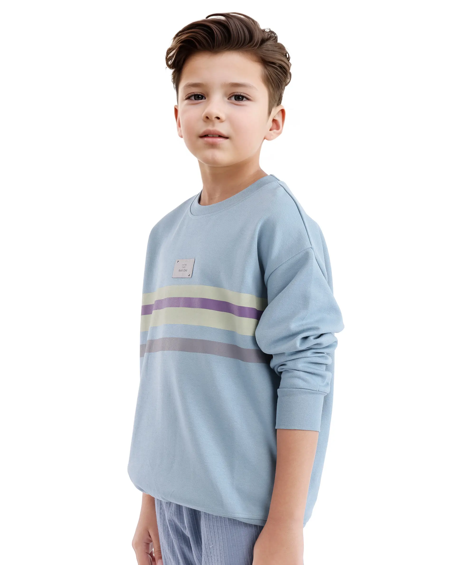 Rare Ones Kids Firo Dusky Blue Cotton Poly Full Sleeve Pigment Print Sweatshirt - Image 6