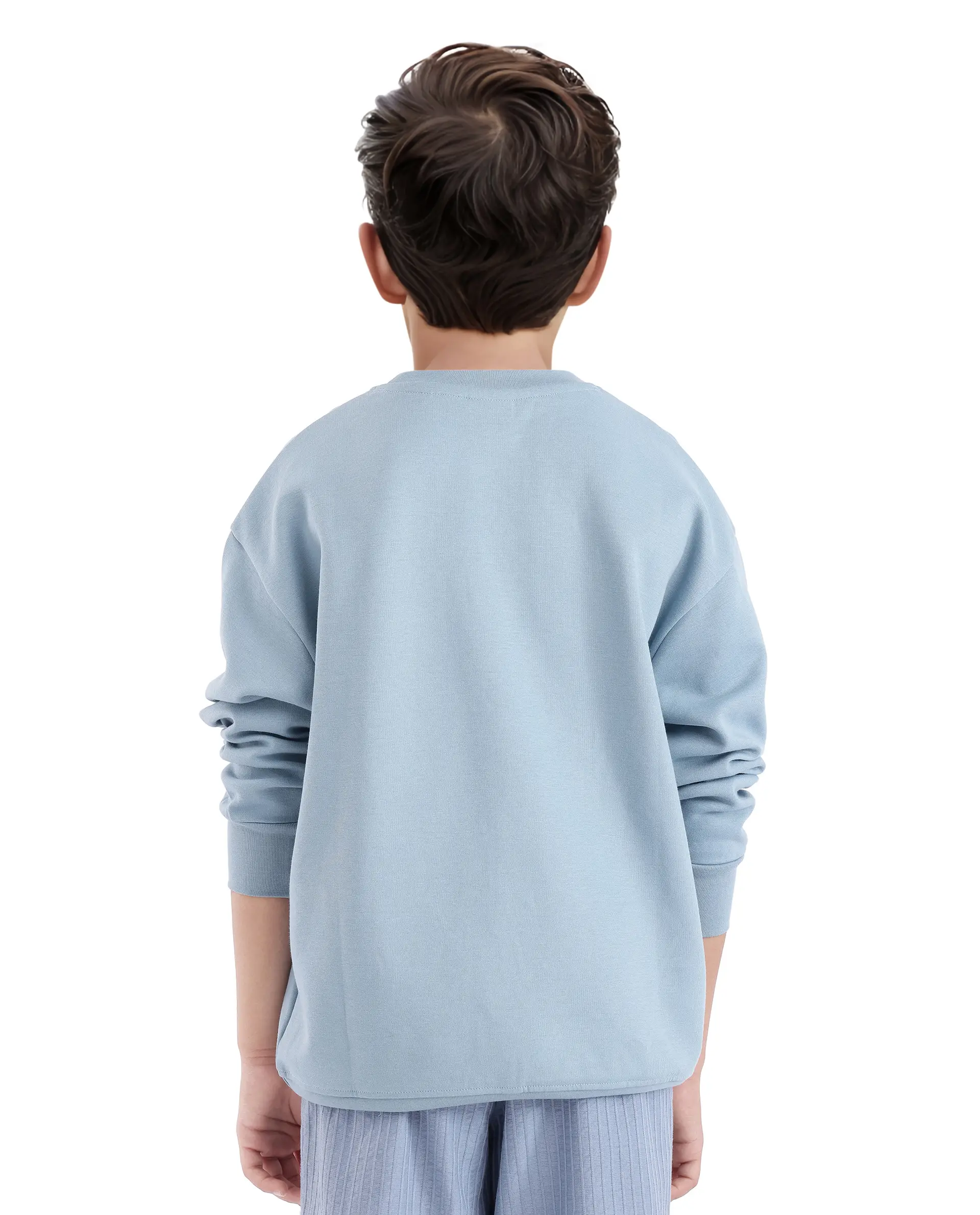 Rare Ones Kids Firo Dusky Blue Cotton Poly Full Sleeve Pigment Print Sweatshirt - Image 9