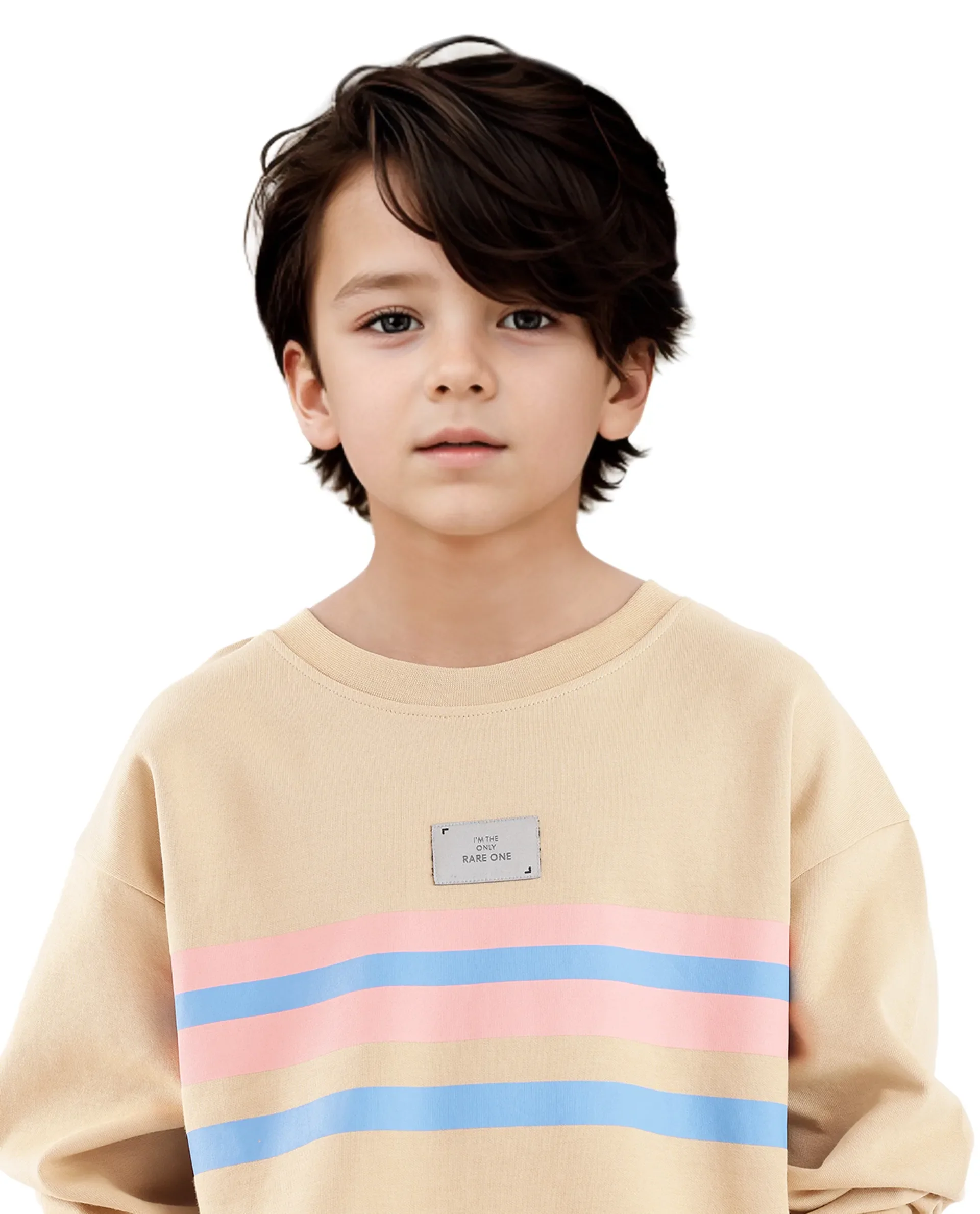 Rare Ones Kids Firo Dusky Yellow Cotton Full Sleeve Crew Neck Pigment Print Sweatshirt - Image 3
