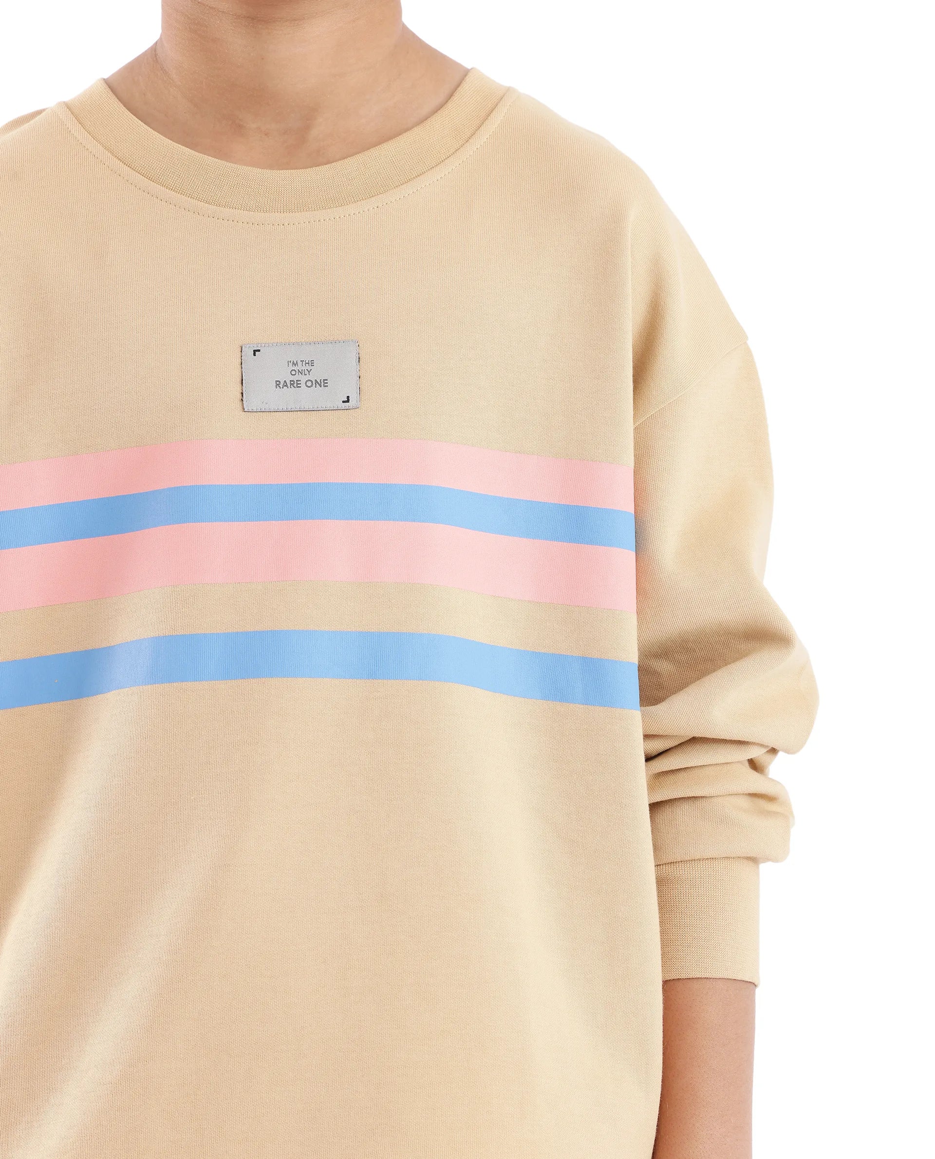 Rare Ones Kids Firo Dusky Yellow Cotton Full Sleeve Crew Neck Pigment Print Sweatshirt - Image 4