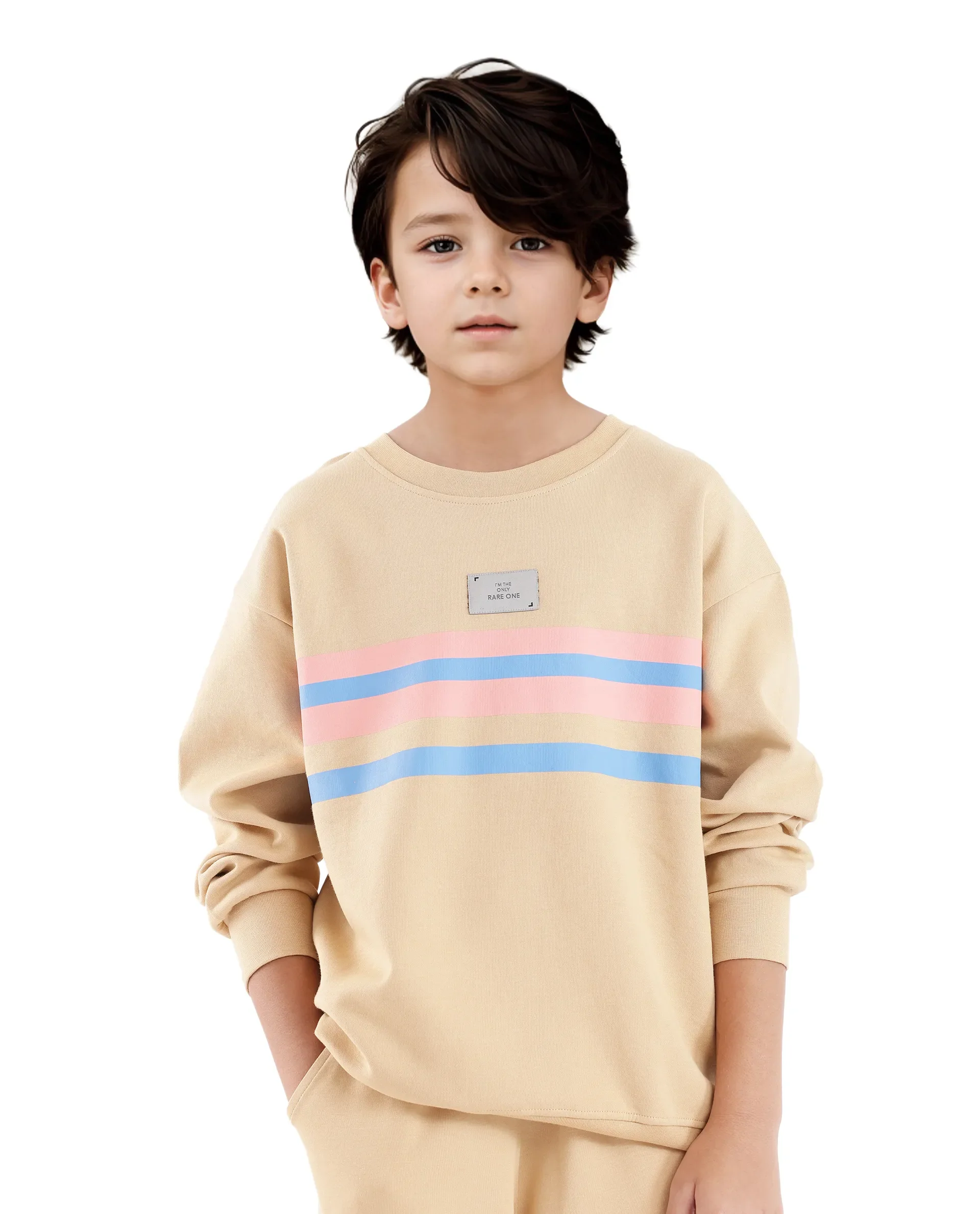 Rare Ones Kids Firo Dusky Yellow Cotton Full Sleeve Crew Neck Pigment Print Sweatshirt - Image 5