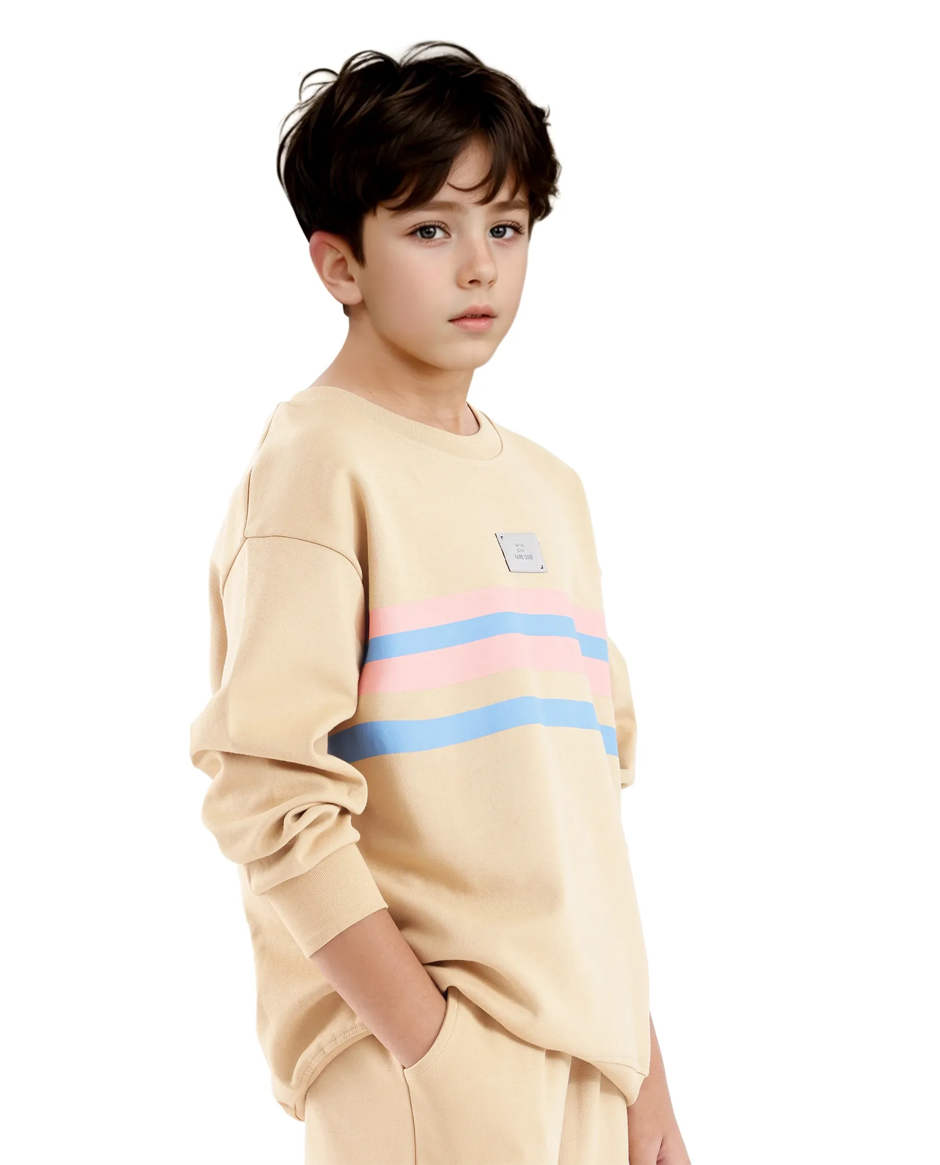 Rare Ones Kids Firo Dusky Yellow Cotton Full Sleeve Crew Neck Pigment Print Sweatshirt - Image 6