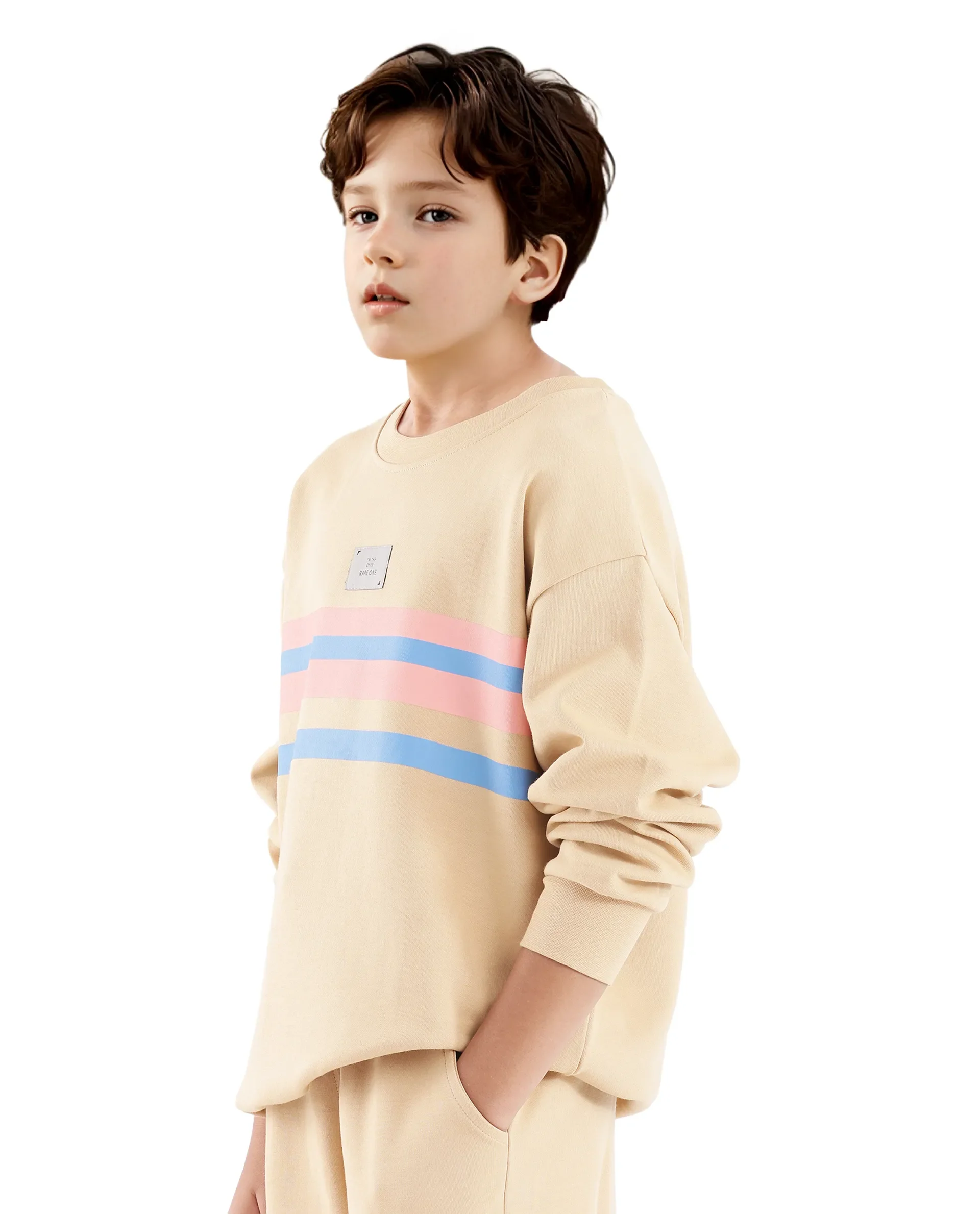 Rare Ones Kids Firo Dusky Yellow Cotton Full Sleeve Crew Neck Pigment Print Sweatshirt - Image 7