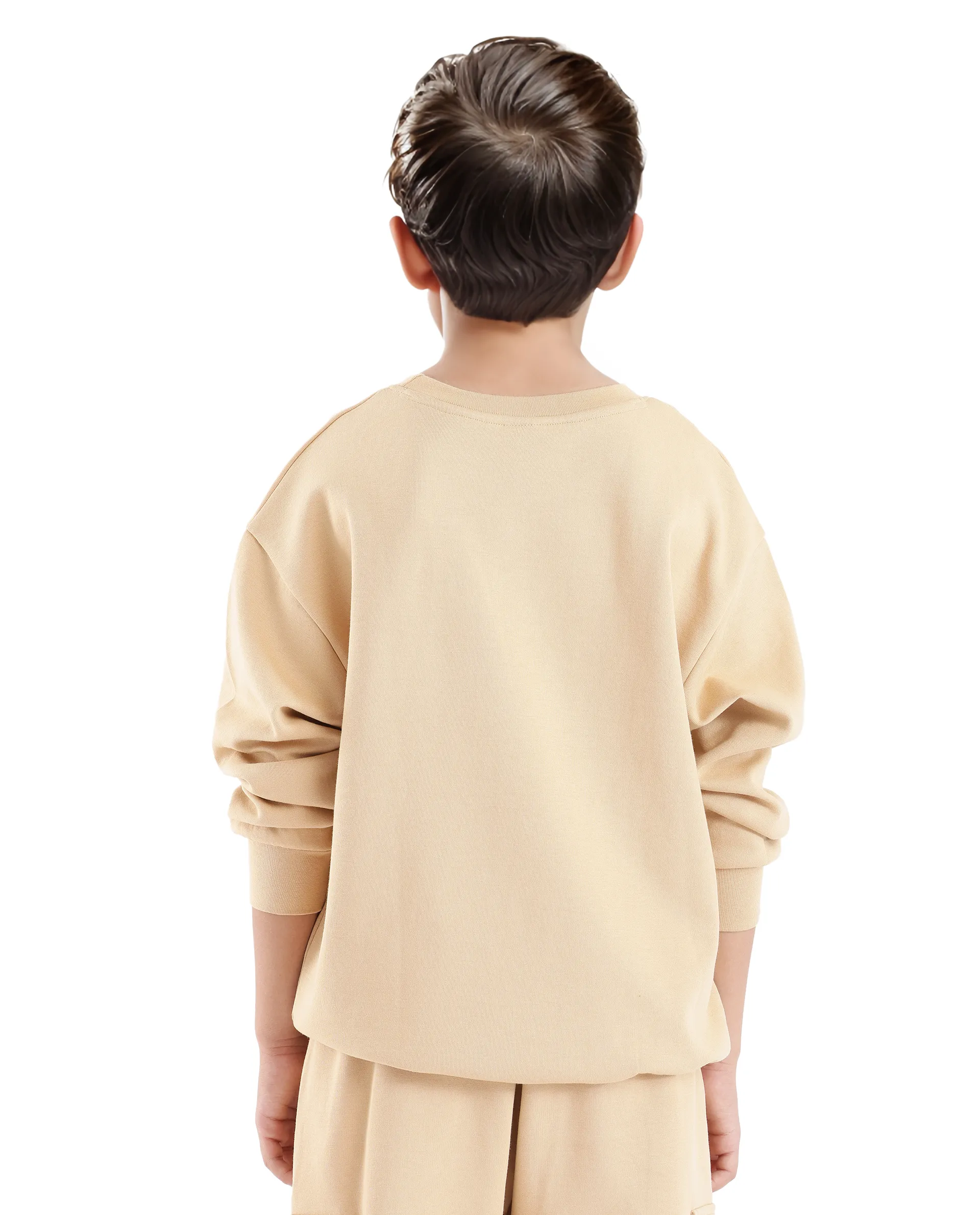 Rare Ones Kids Firo Dusky Yellow Cotton Full Sleeve Crew Neck Pigment Print Sweatshirt - Image 8