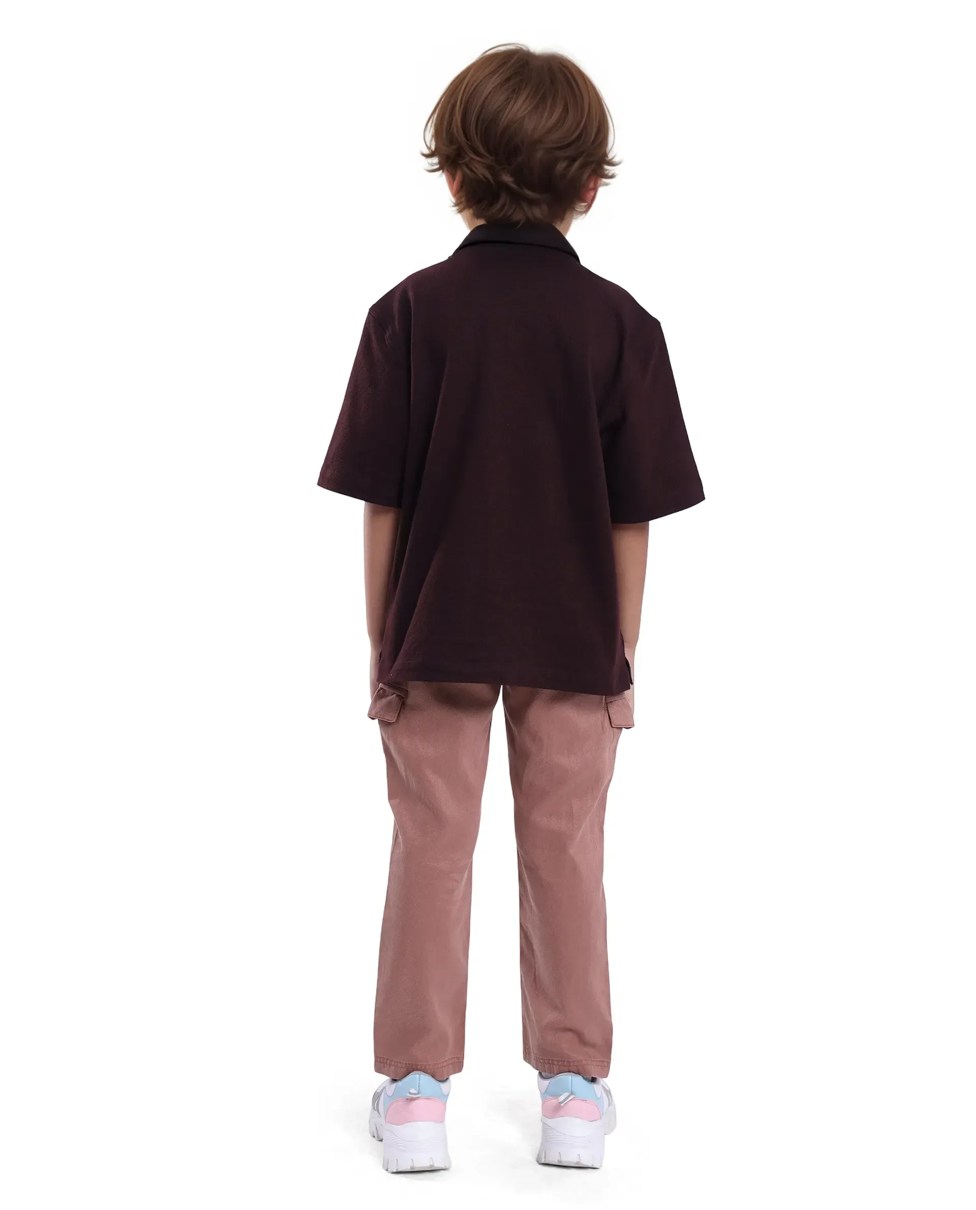 Rare Ones Kids Flat Dusky Peach Cotton Button And Zip Closure Plain Regular Fit Trouser - Image 7