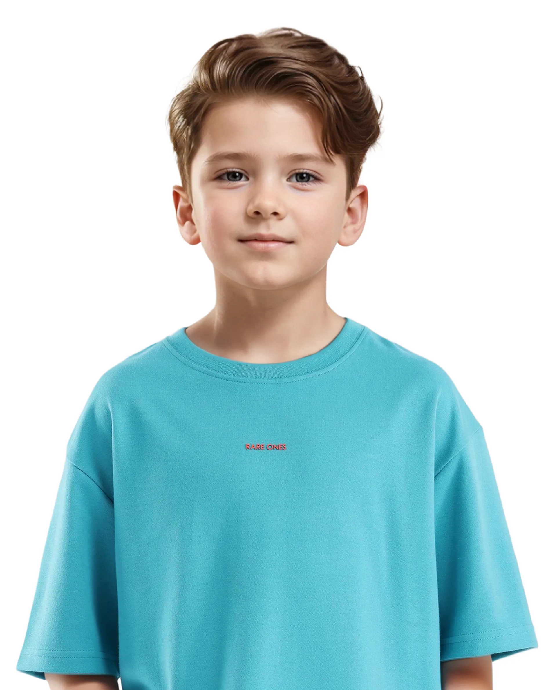 Rare Ones Kids Fleu Turq Cotton Short Sleeve Crew Neck Cmyk Print Boxy T-Shirt - Image 3