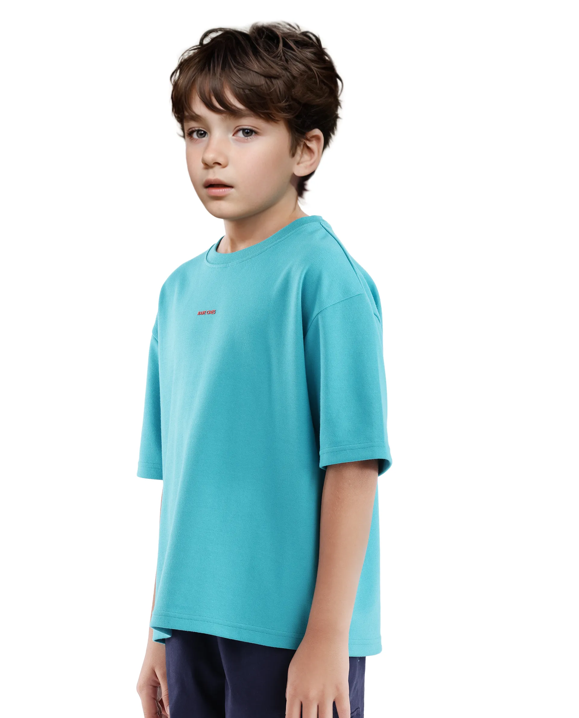 Rare Ones Kids Fleu Turq Cotton Short Sleeve Crew Neck Cmyk Print Boxy T-Shirt - Image 5