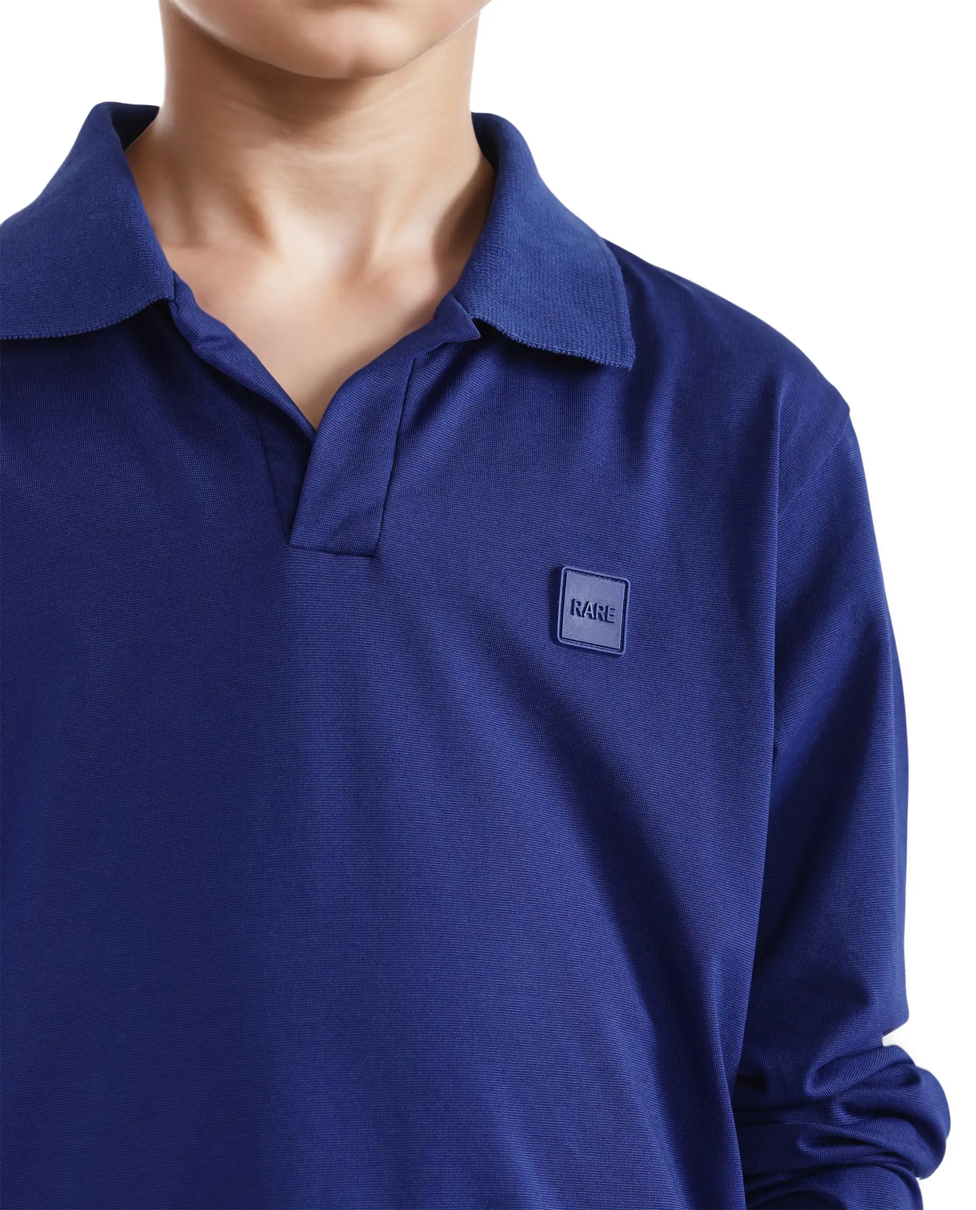Rare Ones Kids Flit Blue Cotton Blend Full Sleeve Regular Collar Solid Polo - Image 3